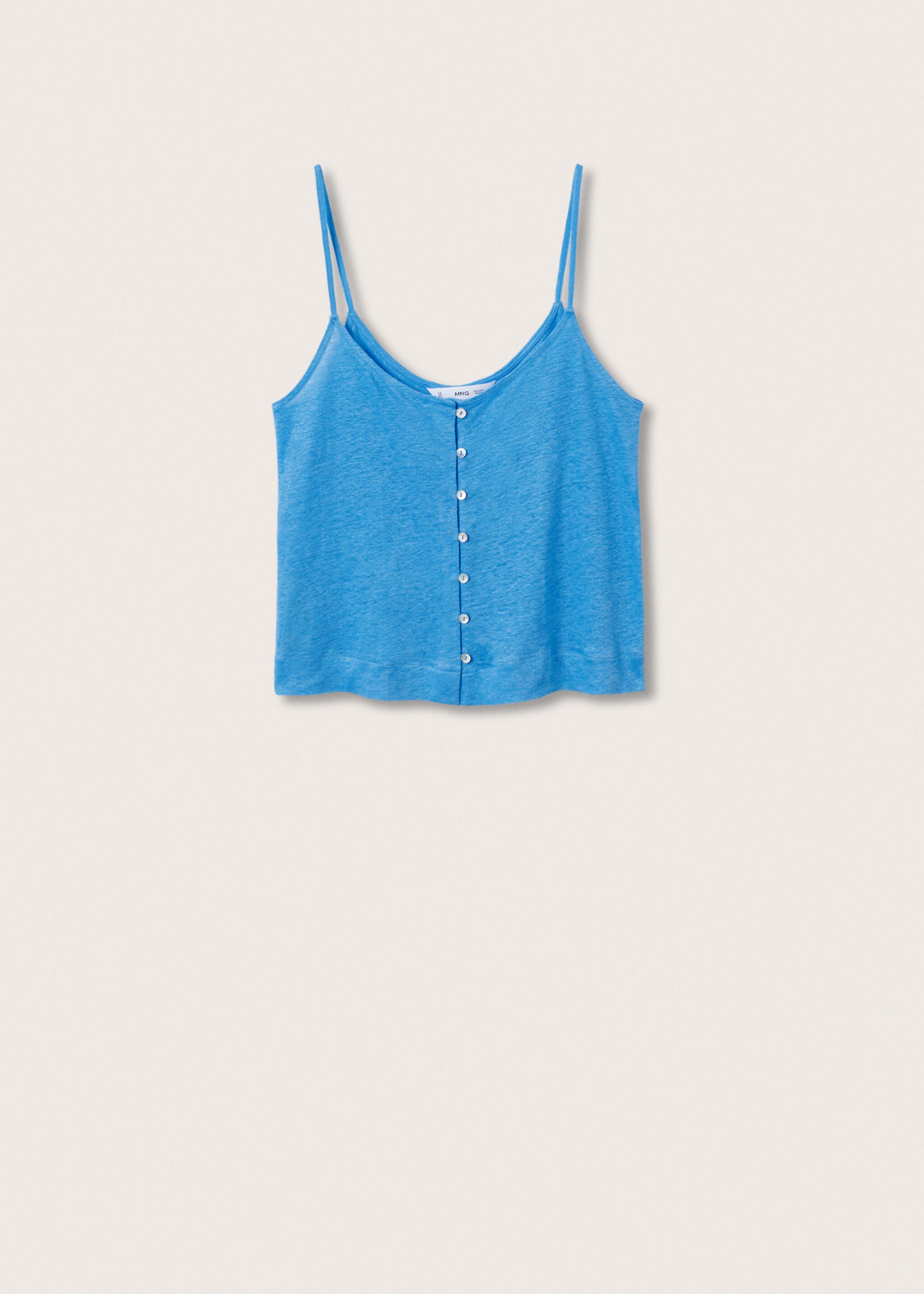 100% linen top with buttons - Article without model, Blue. Ref: 47109604-00.