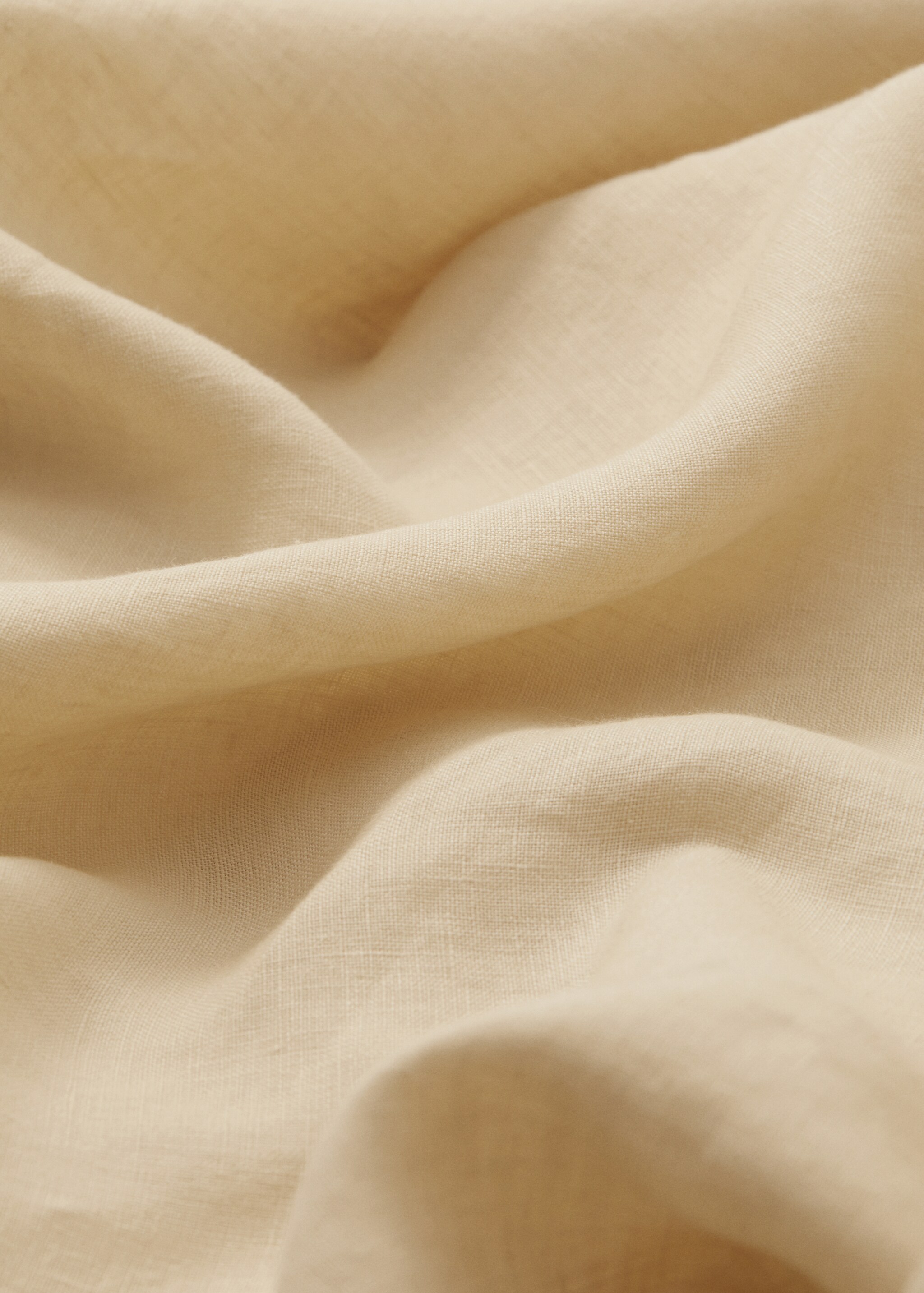 100% linen fitted sheet queen bed - Details of the article 2, Beige. Ref: 47117155-00.