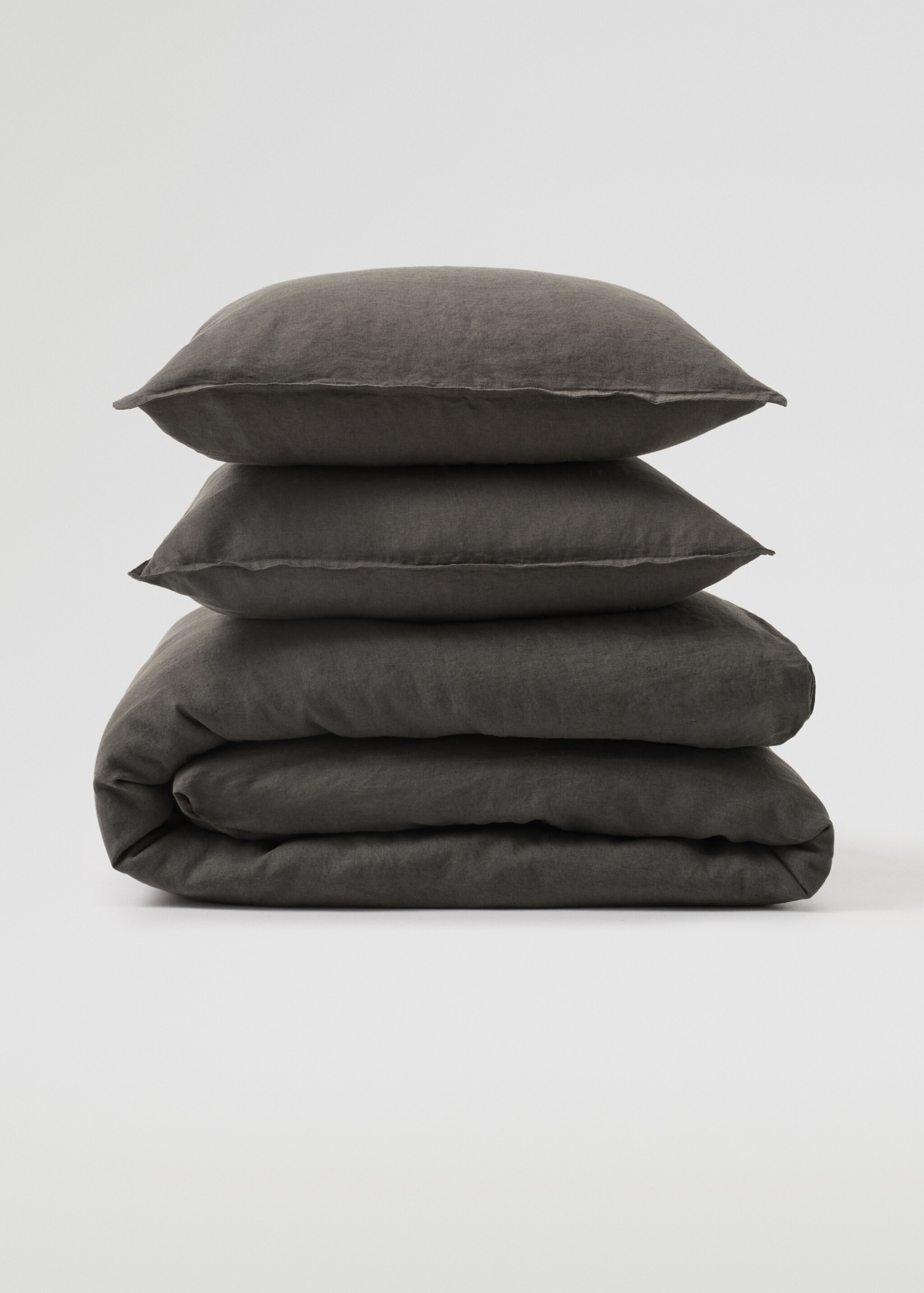 100% linen duvet cover large superking bed - Article without model, Charcoal. Ref: 47127158-00.