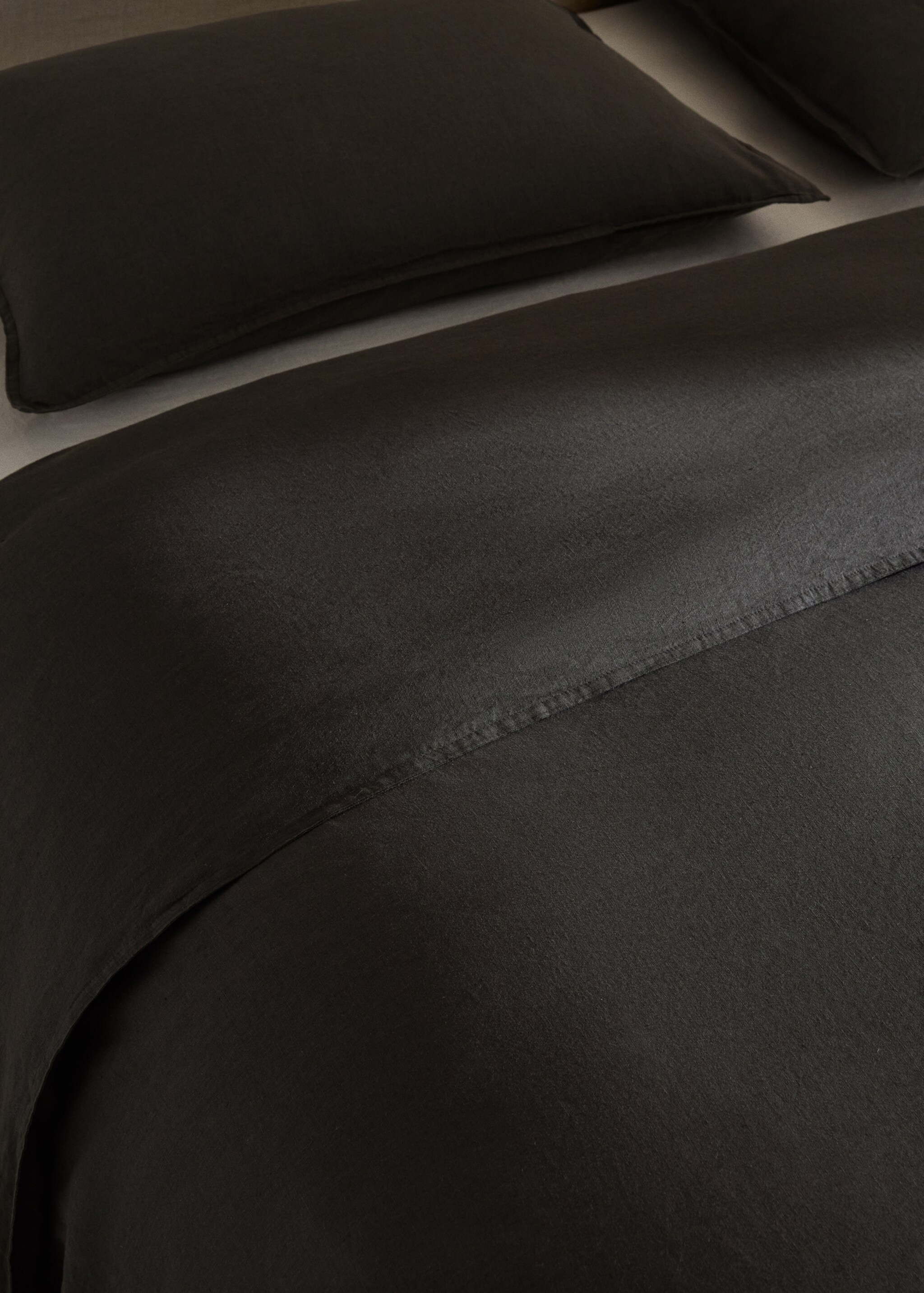 100% linen duvet cover large superking bed - Details of the article 9, Charcoal. Ref: 47127158-00.