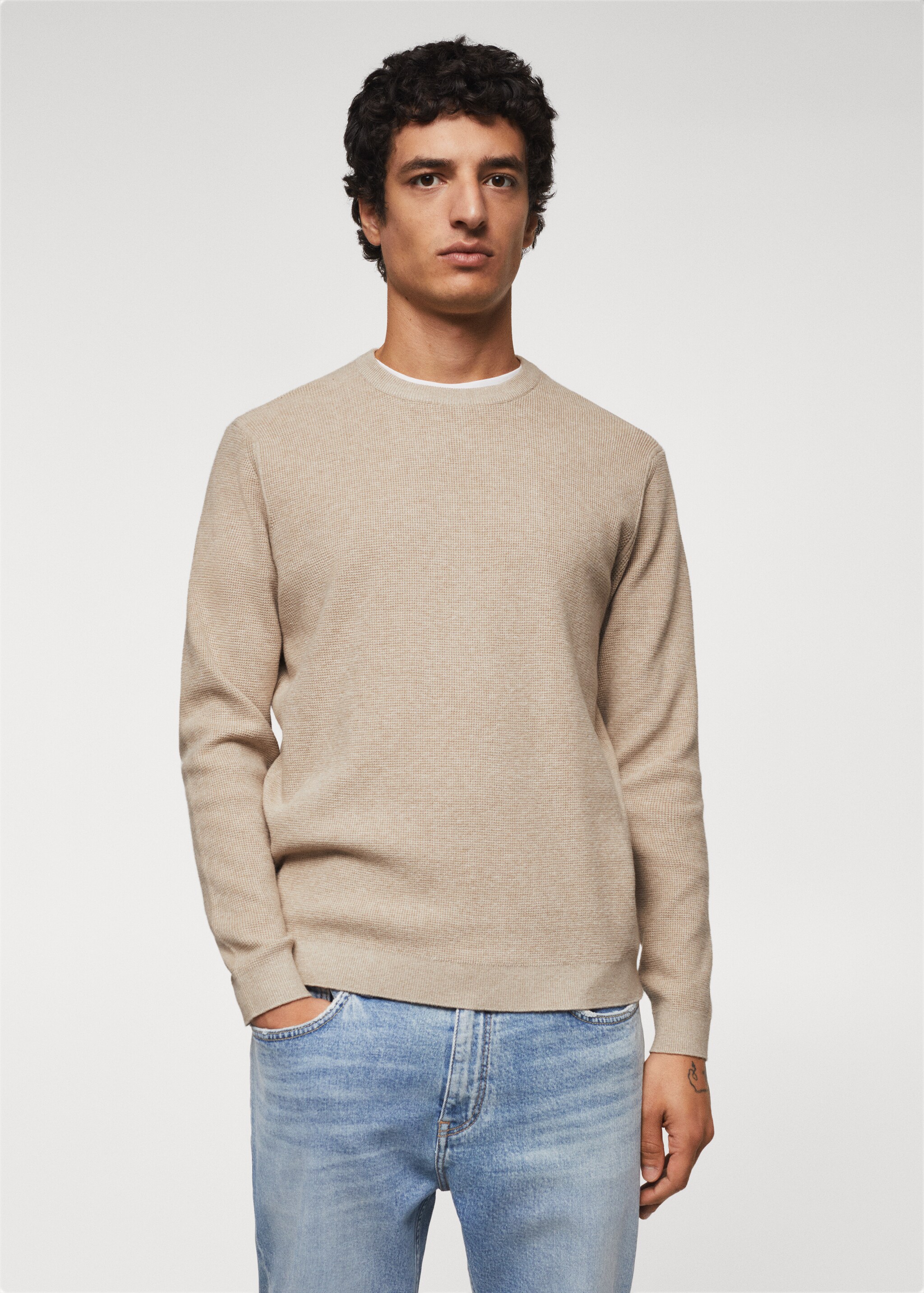 Structured cotton sweater - Medium plane