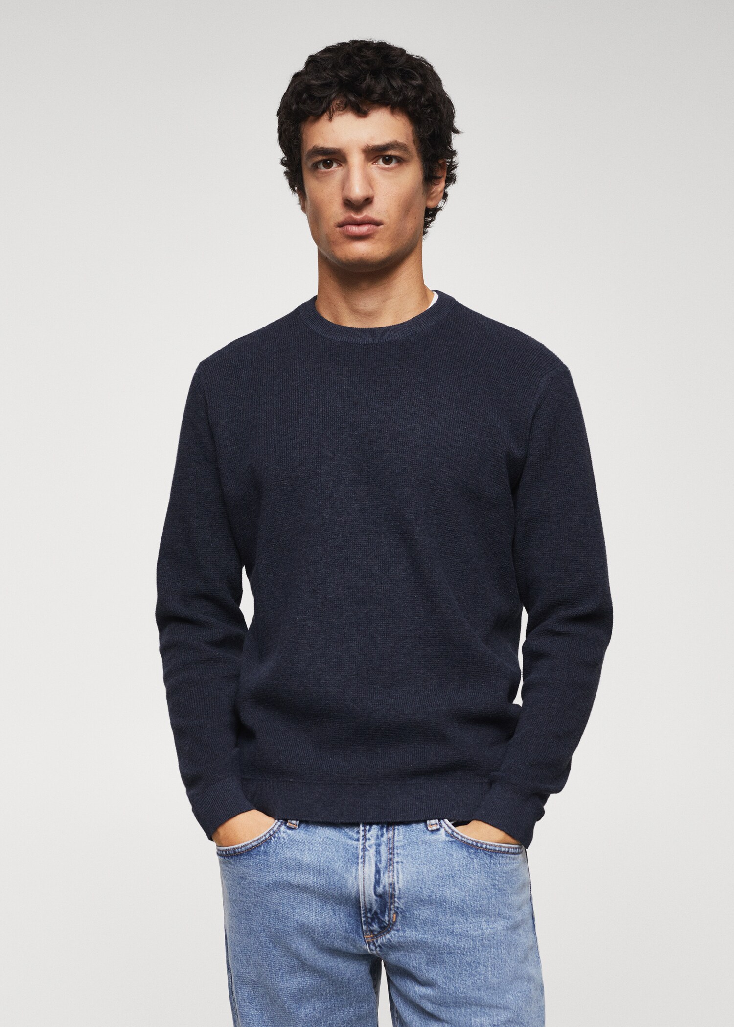 Structured cotton sweater - Medium plane