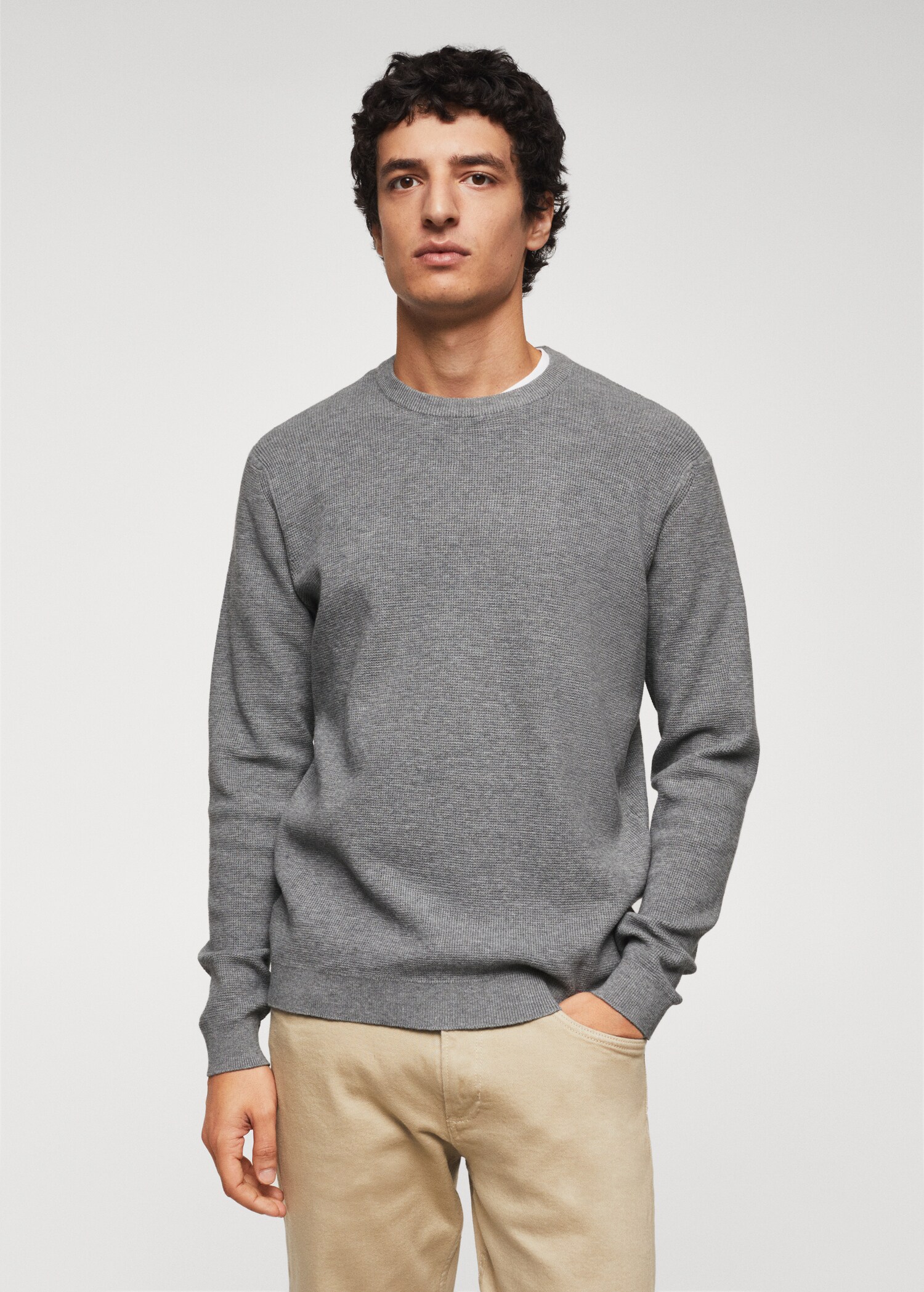 Structured cotton sweater - Medium plane