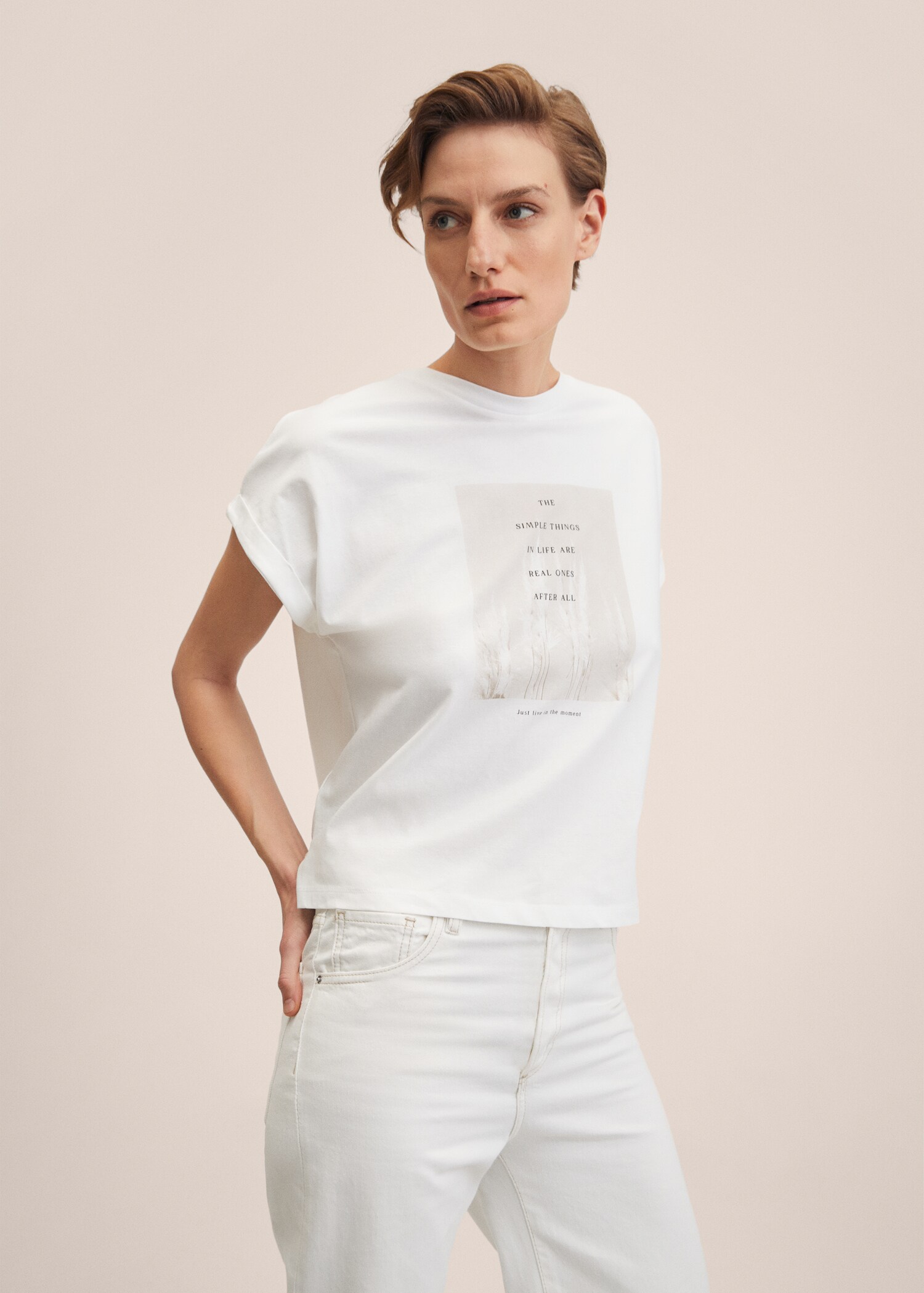 Bedrucktes Baumwoll-T-Shirt - Mittlere Ansicht