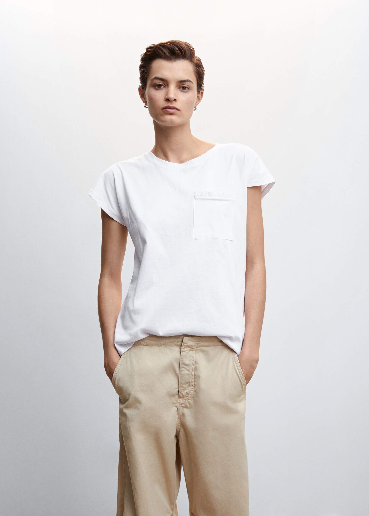 Katoenen blouse met borstzak - Middenvlak