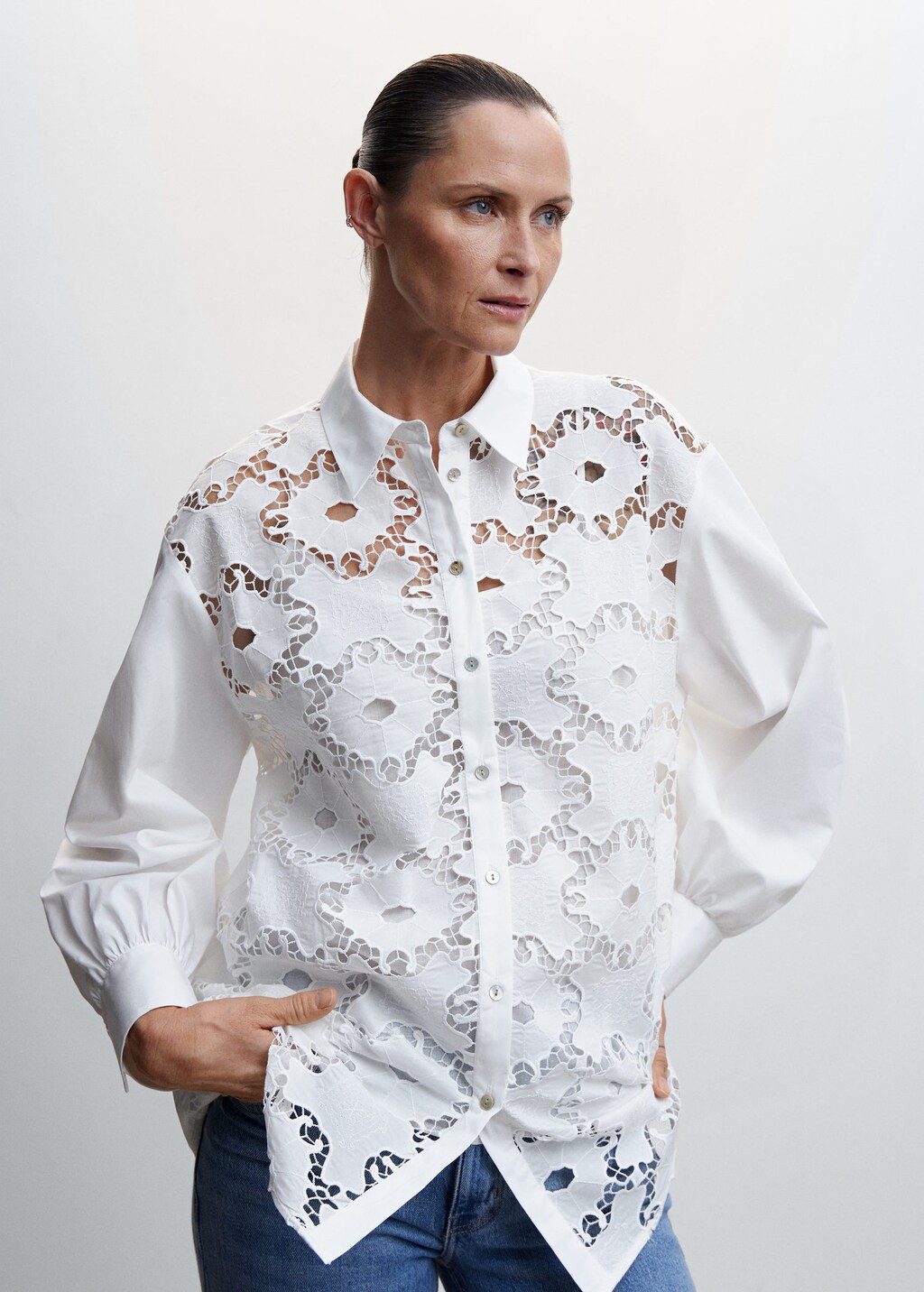 Chemise store femme brodée