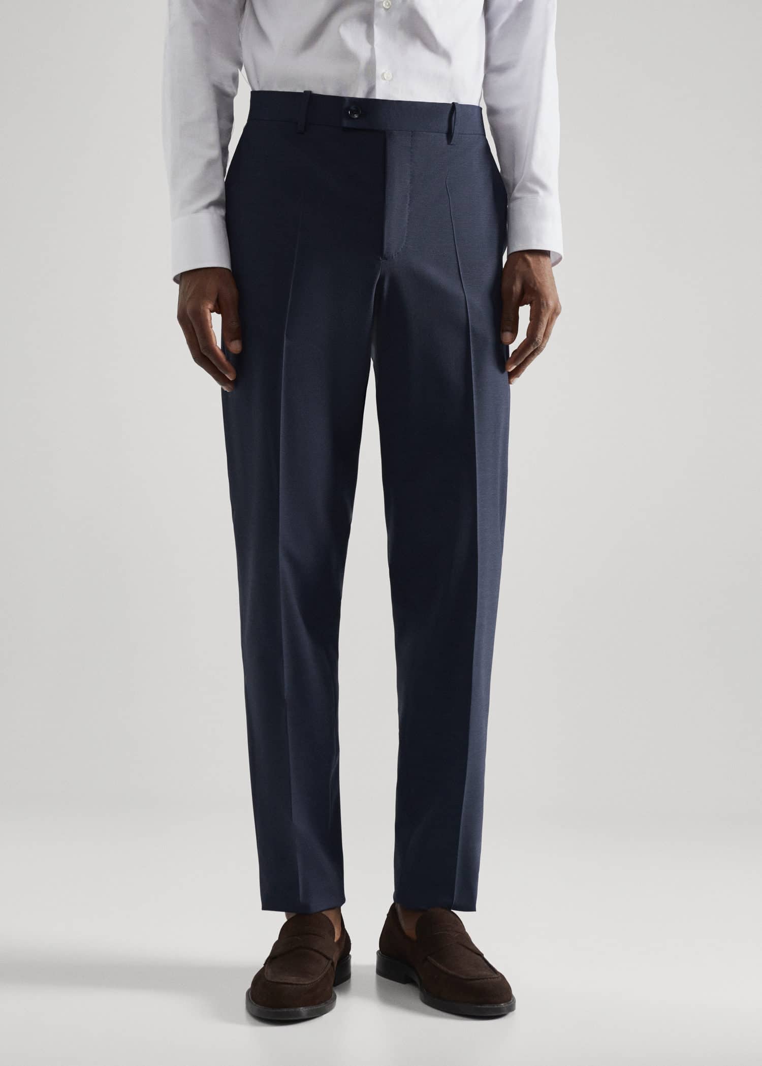 Slim fit wool suit trousers - Medium plane