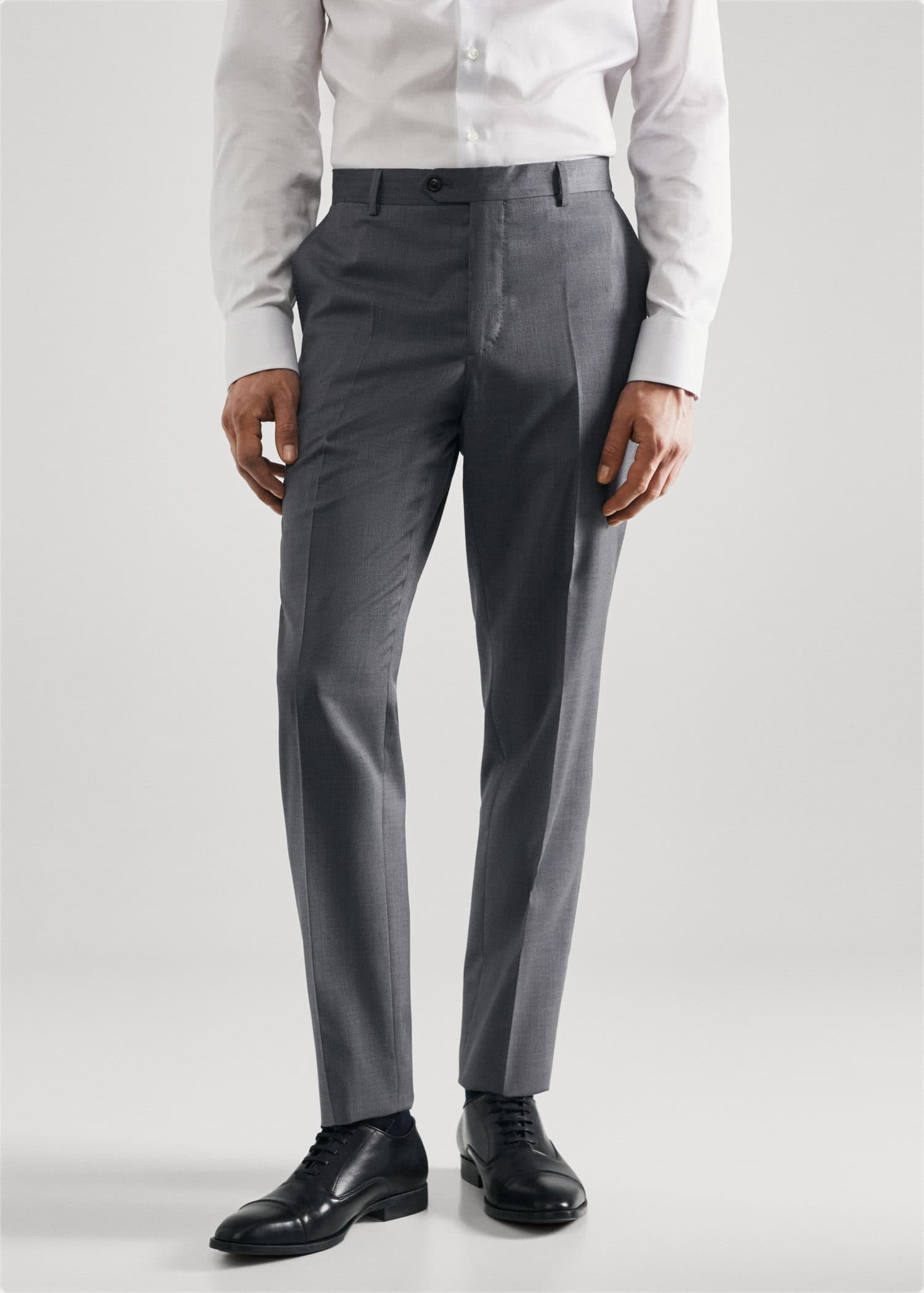 Slim fit virgin wool suit trousers - Medium plane