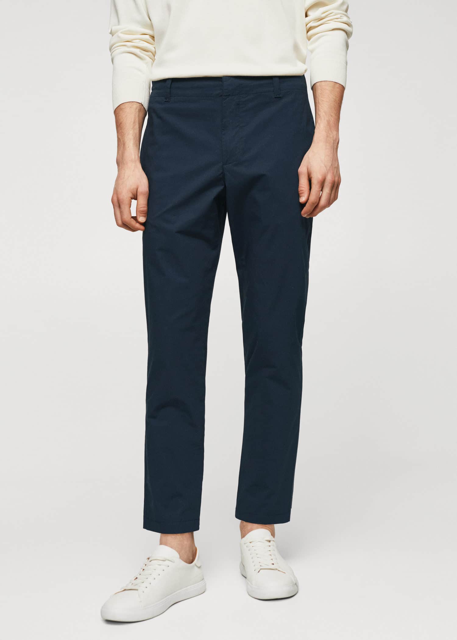 Slim-fit cotton trousers - Náhled ve středové rovině