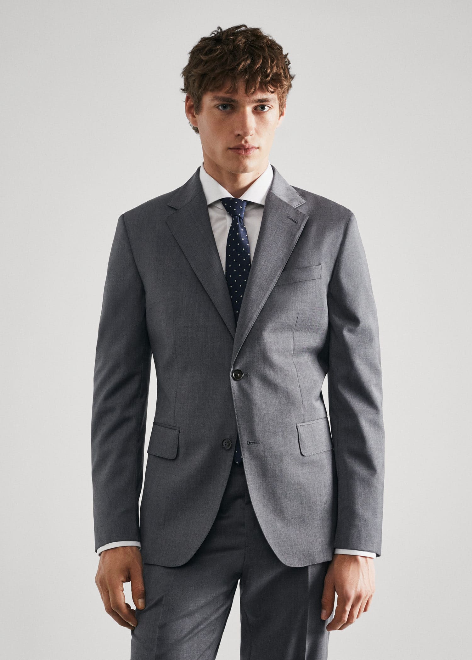 Slim fit virgin wool suit blazer - Middenvlak