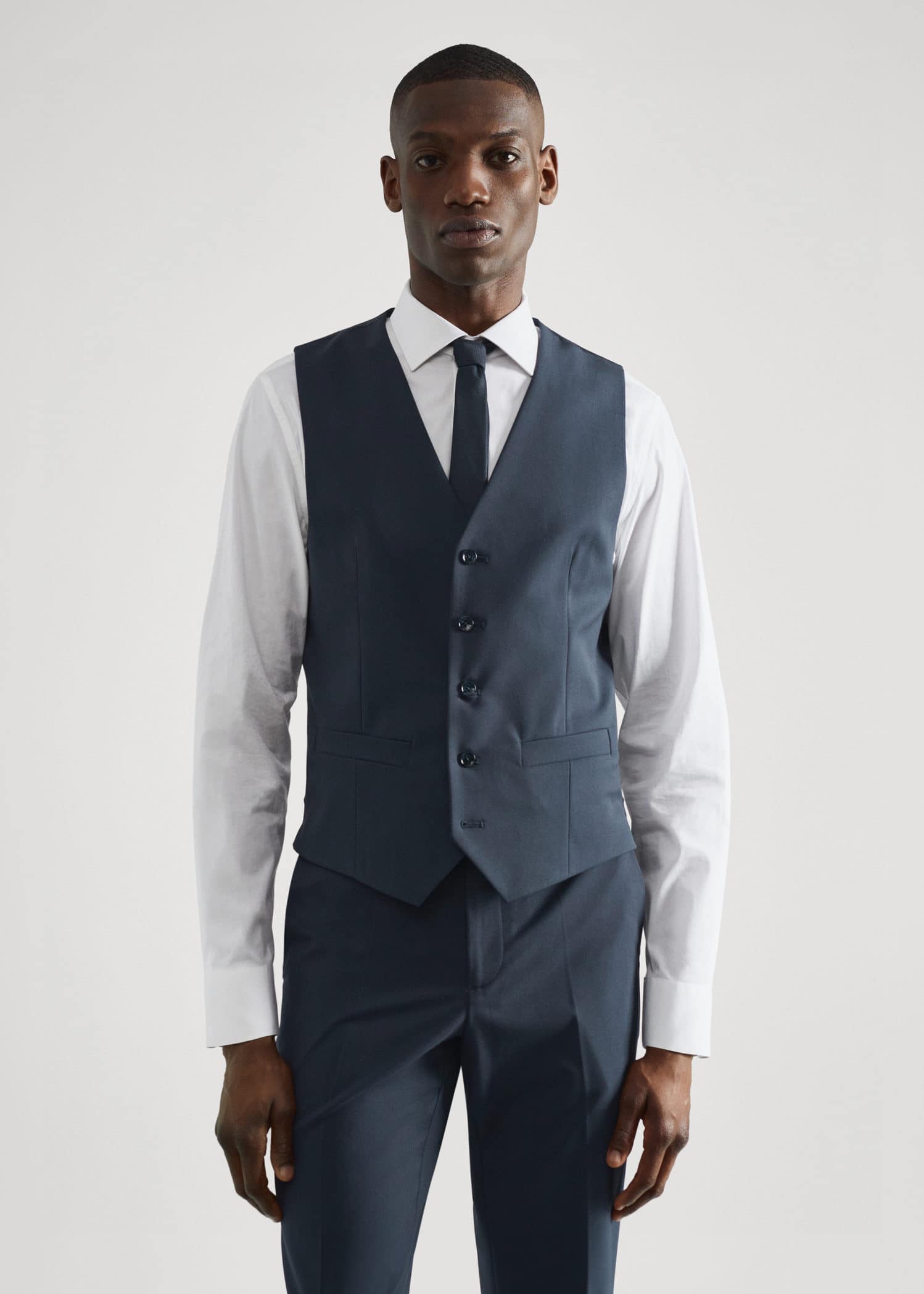 Slim-fit suit waistcoat - Medium plane