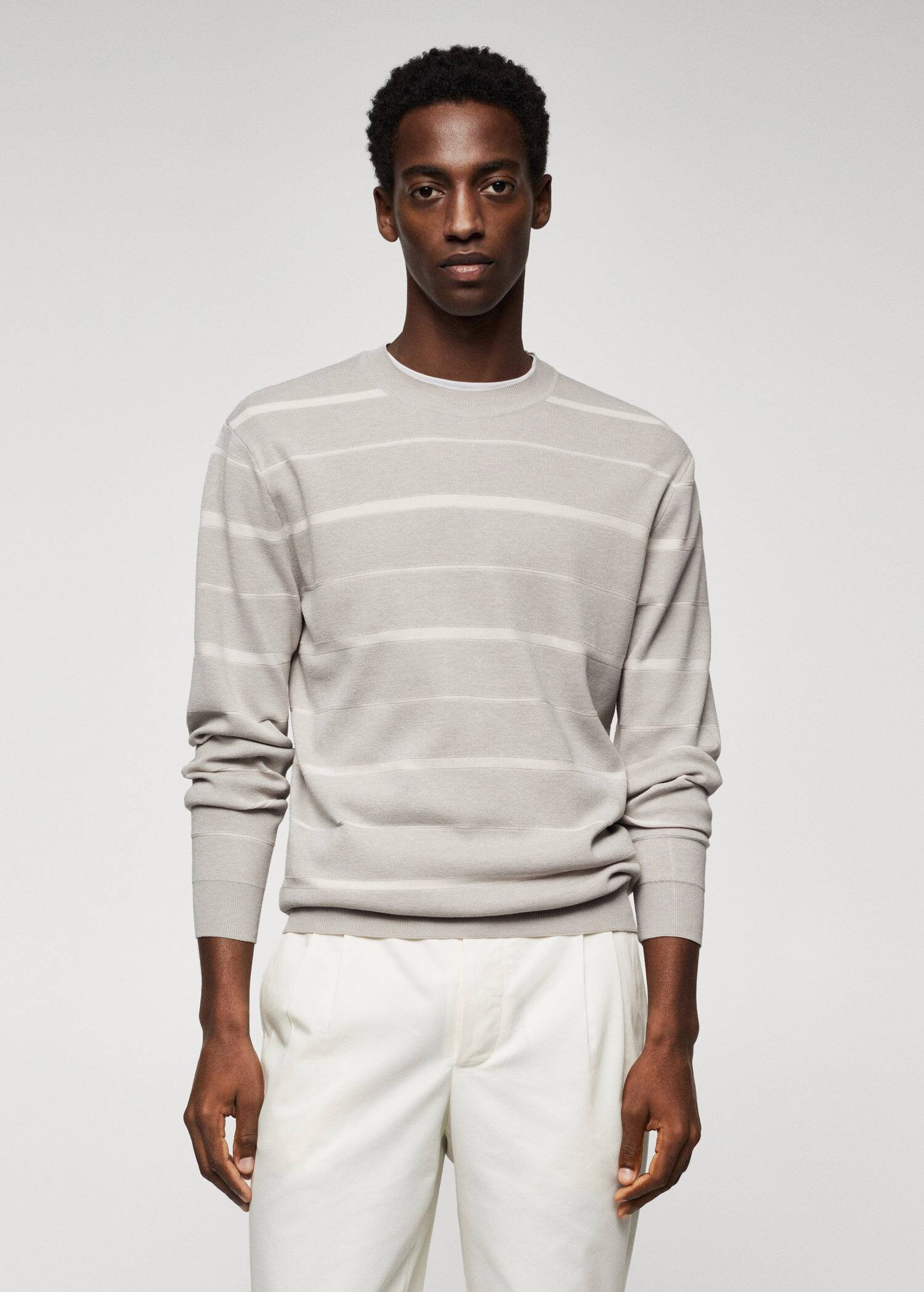 Striped modal sweater - Medium plane