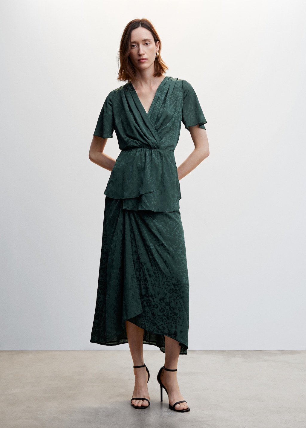 Jacquard flowy blouse - Women | MANGO OUTLET USA