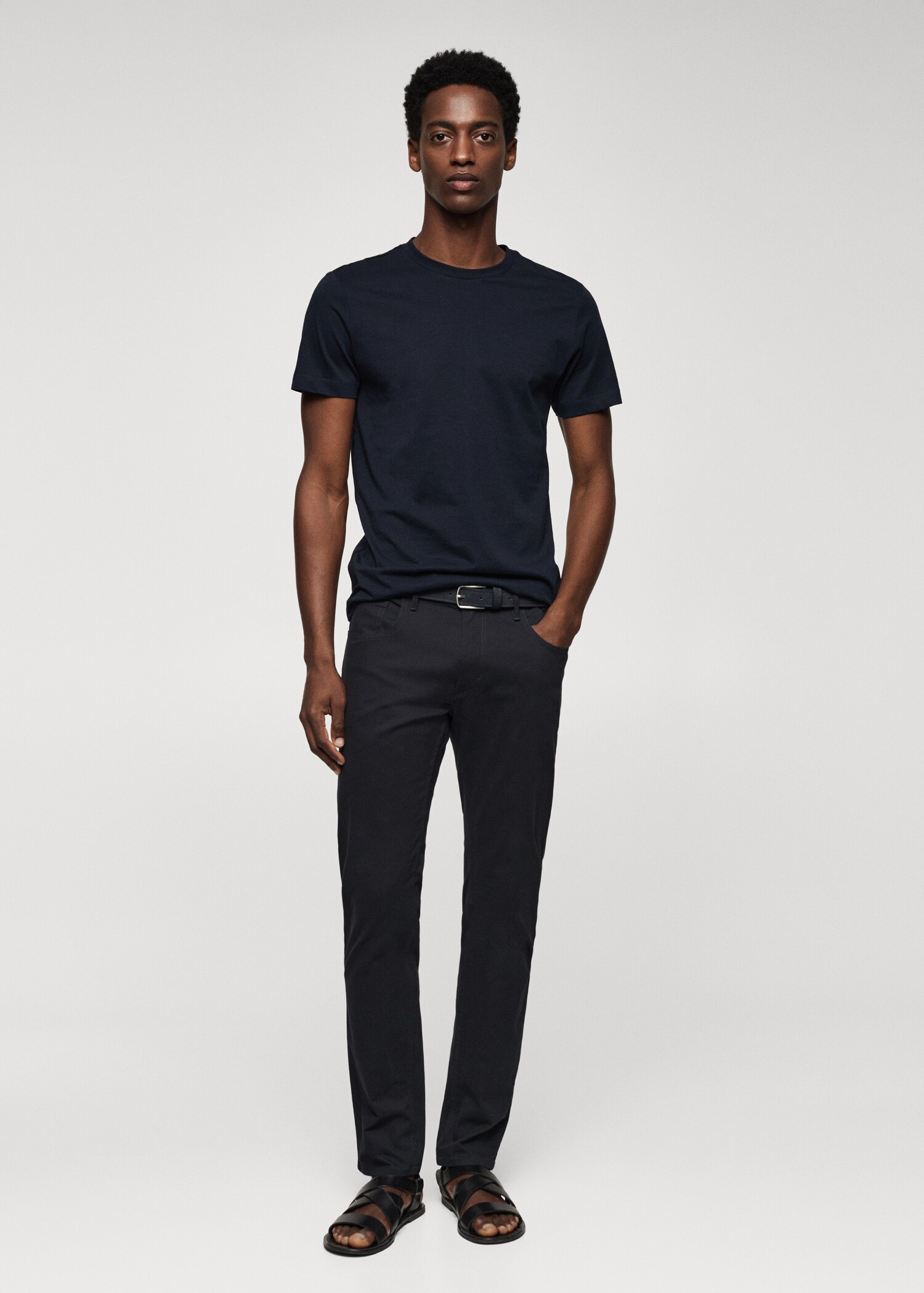 Slim fit denim-effect serge trousers - General plane