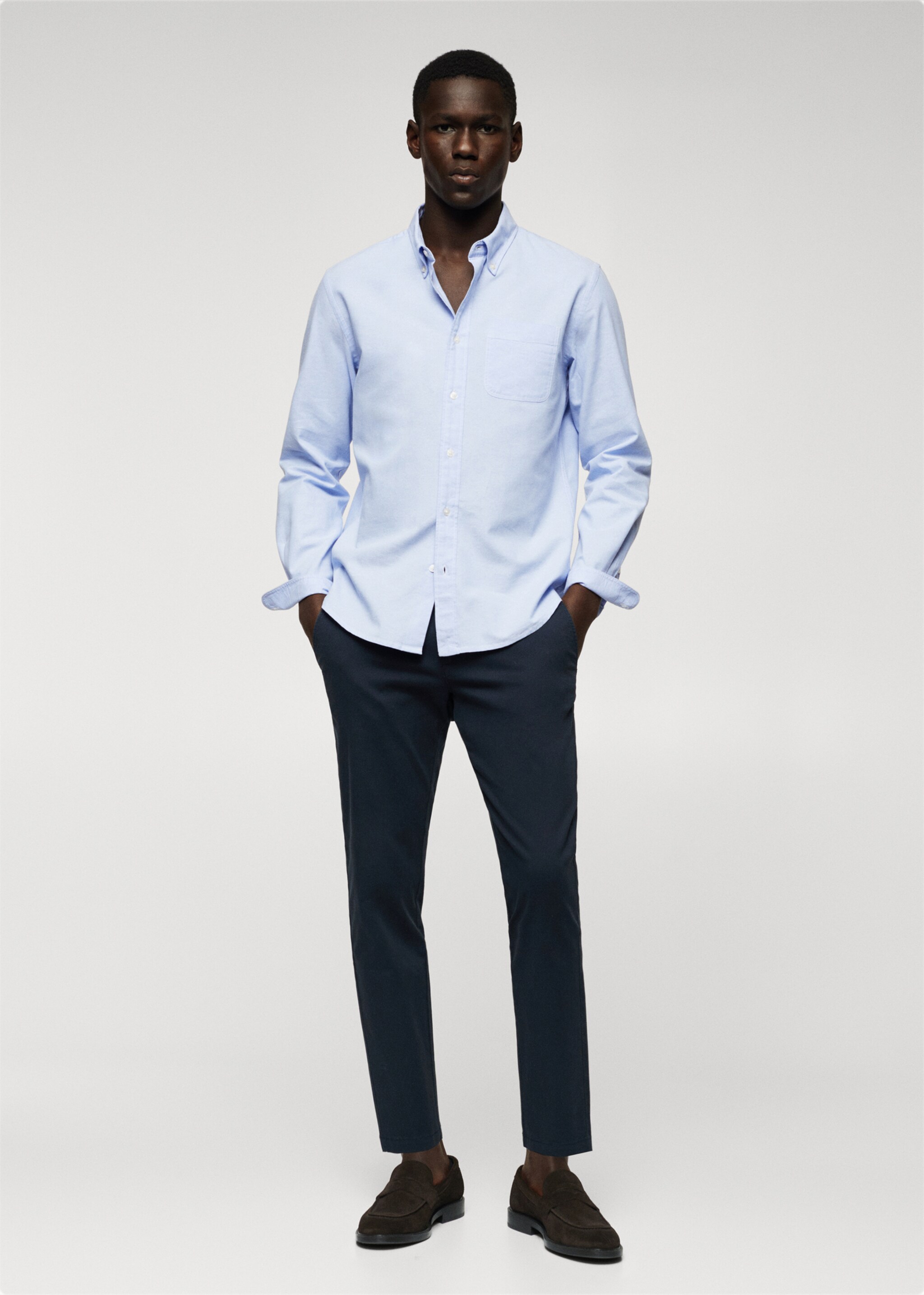 Cotton tapered crop trousers - General plane, Dark Navy. Ref: 47000556-00.