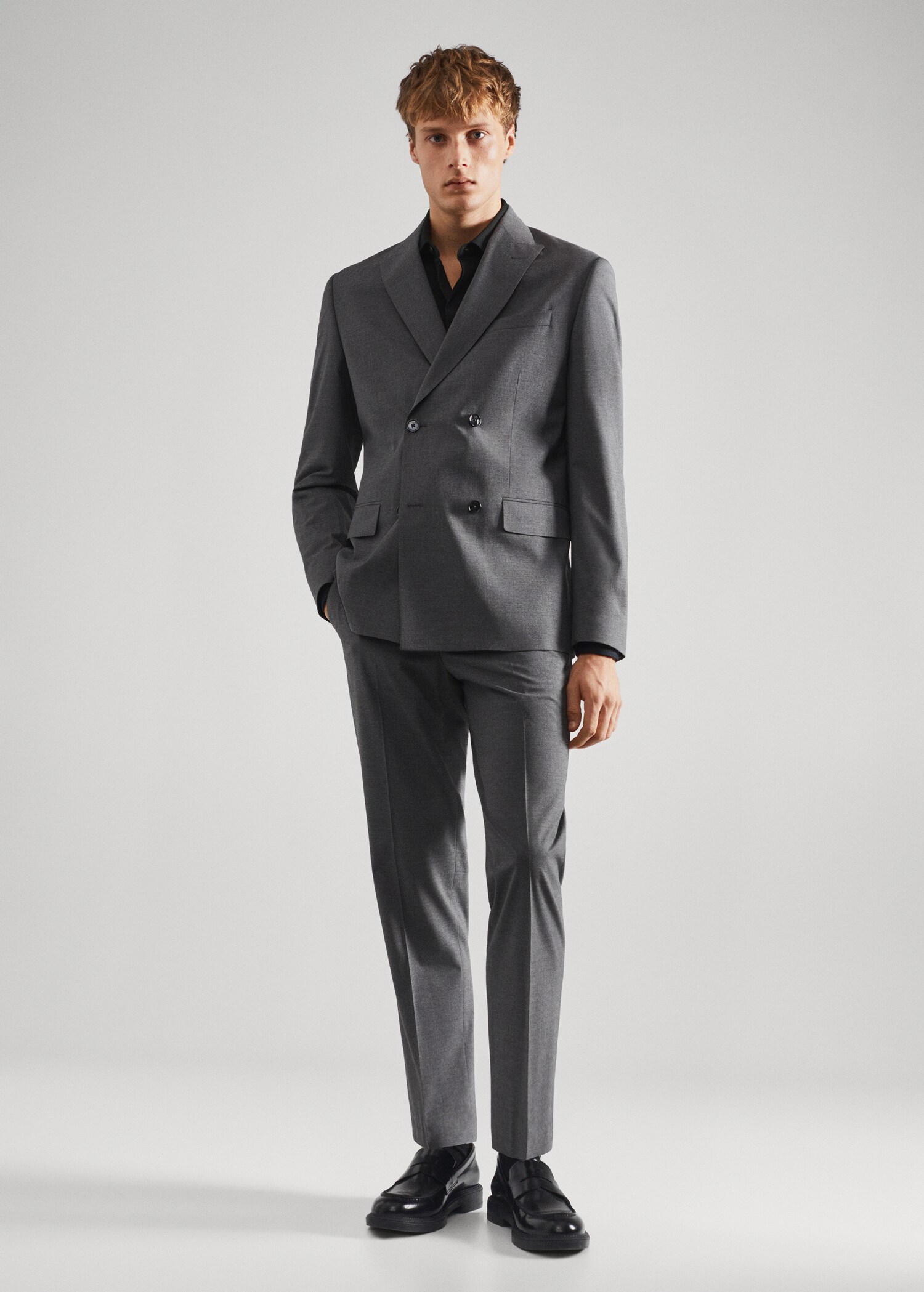 Slim-fit suit shirt with hidden buttons - General plane