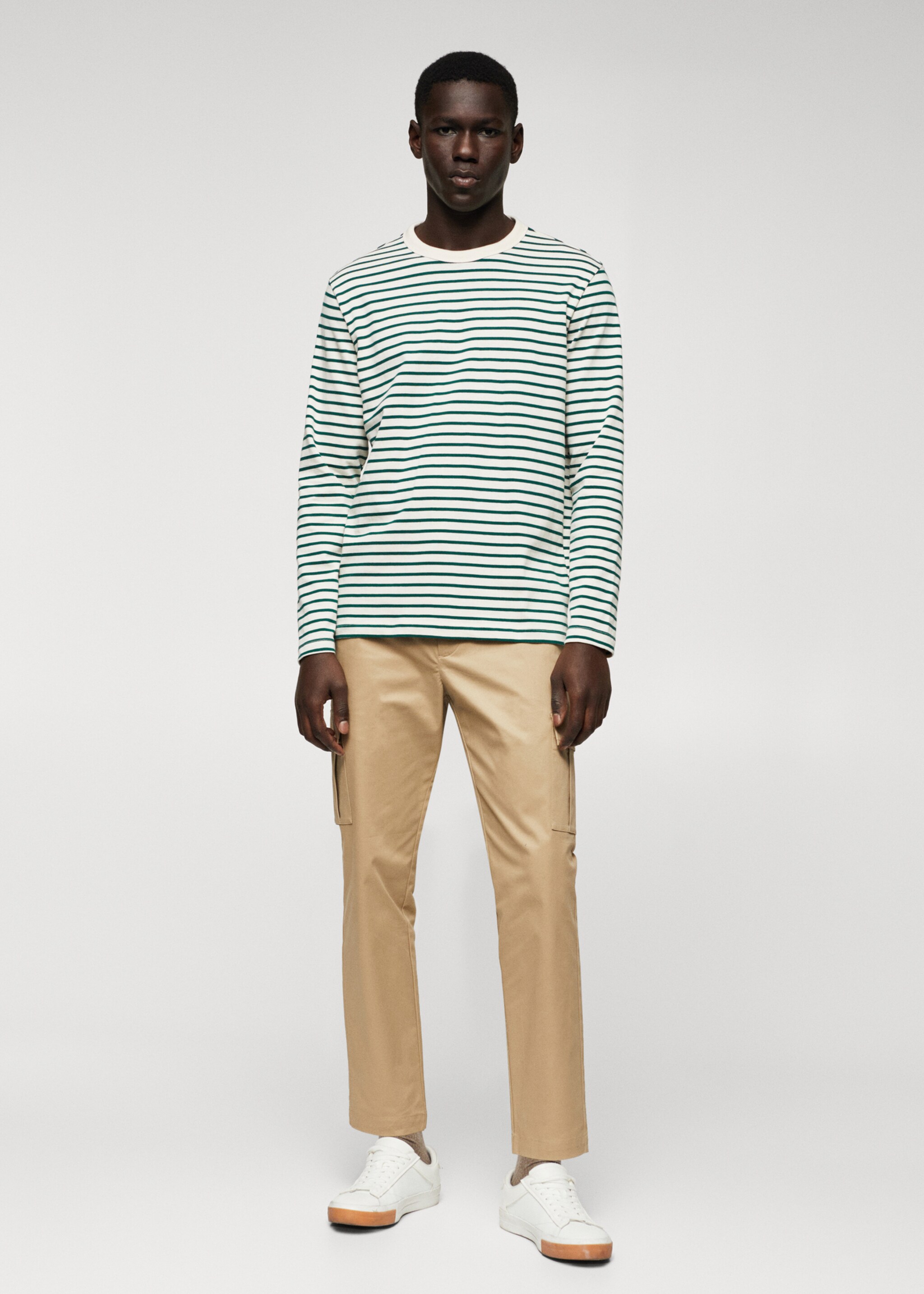 Striped long sleeves t-shirt - General plane, Dark Green. Ref: 47001054-00.