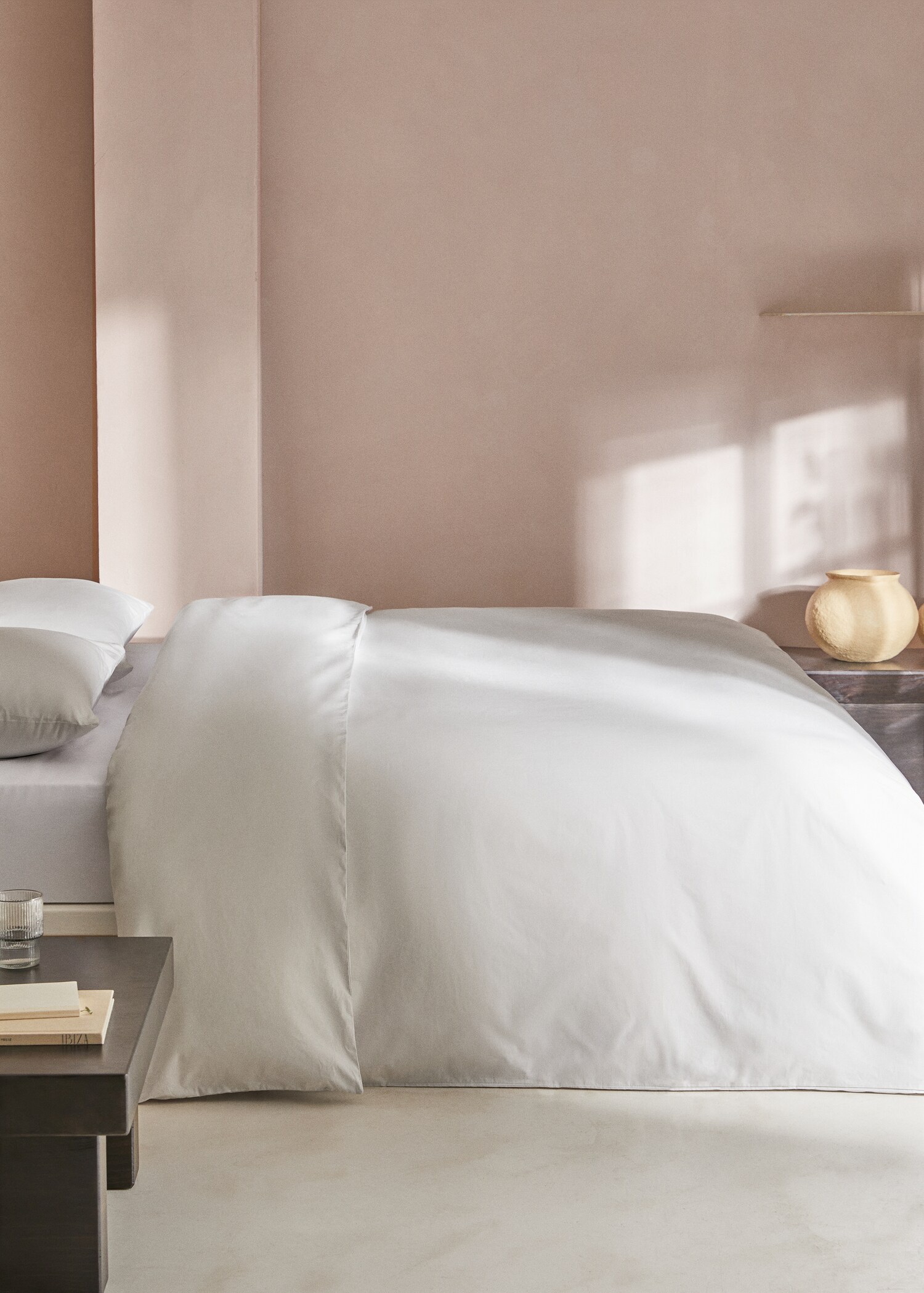 Cotton percale duvet cover (300 threads) queen bed - General plane
