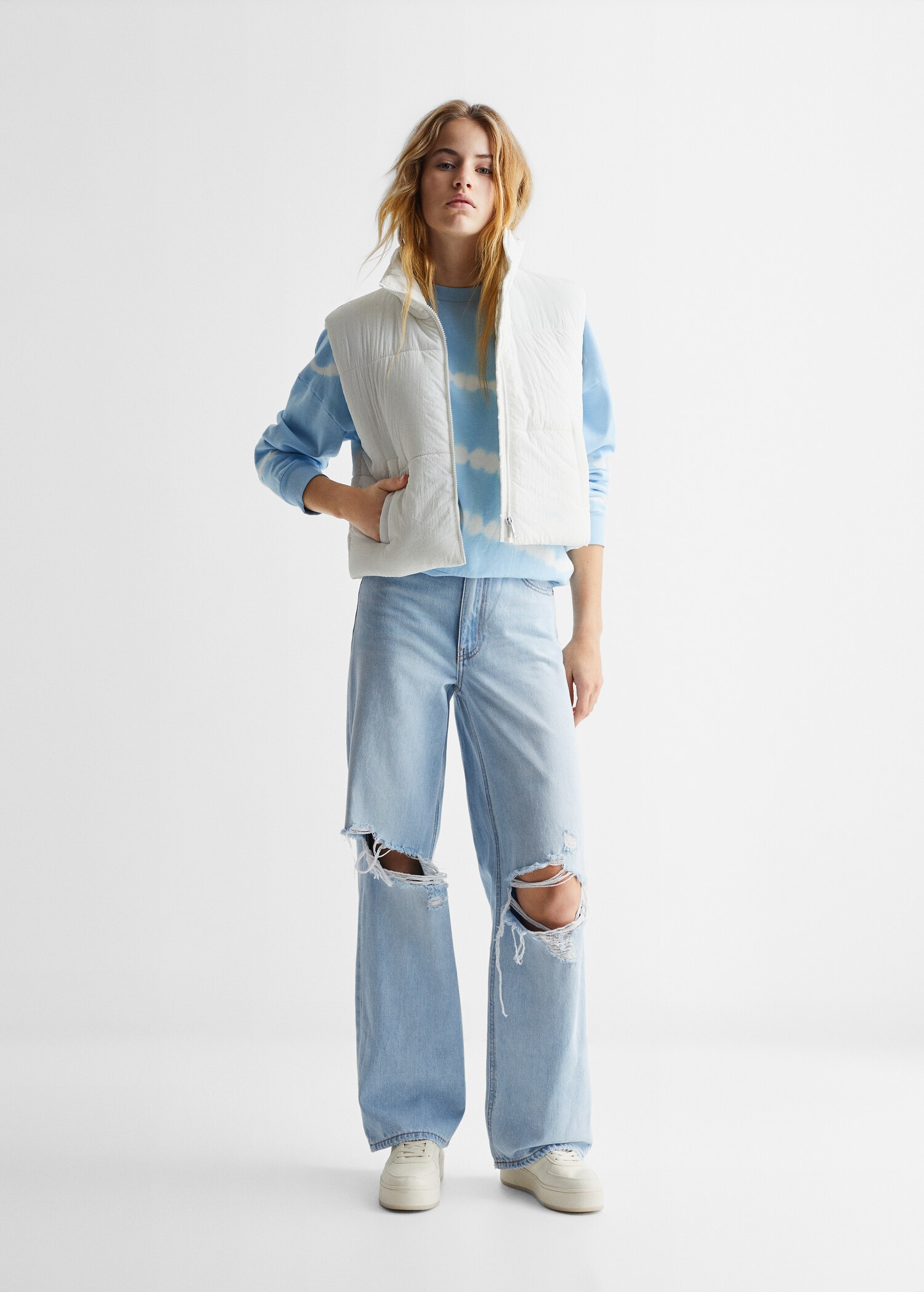 Decorative ripped wideleg jeans - General plane