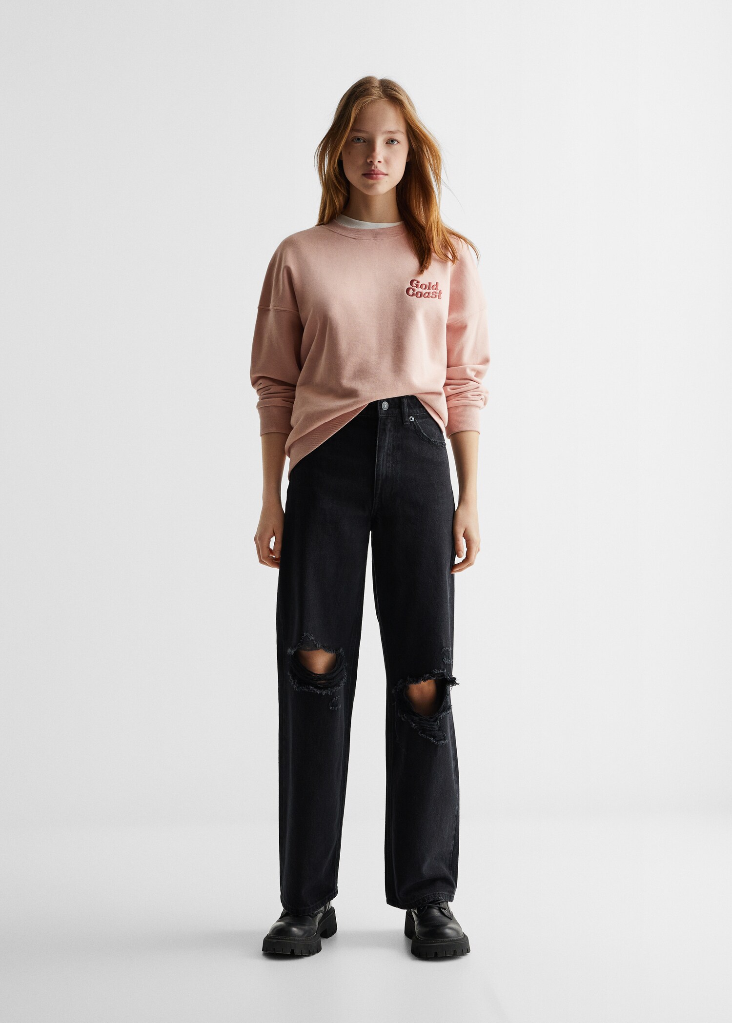 Decorative ripped wideleg jeans - General plane
