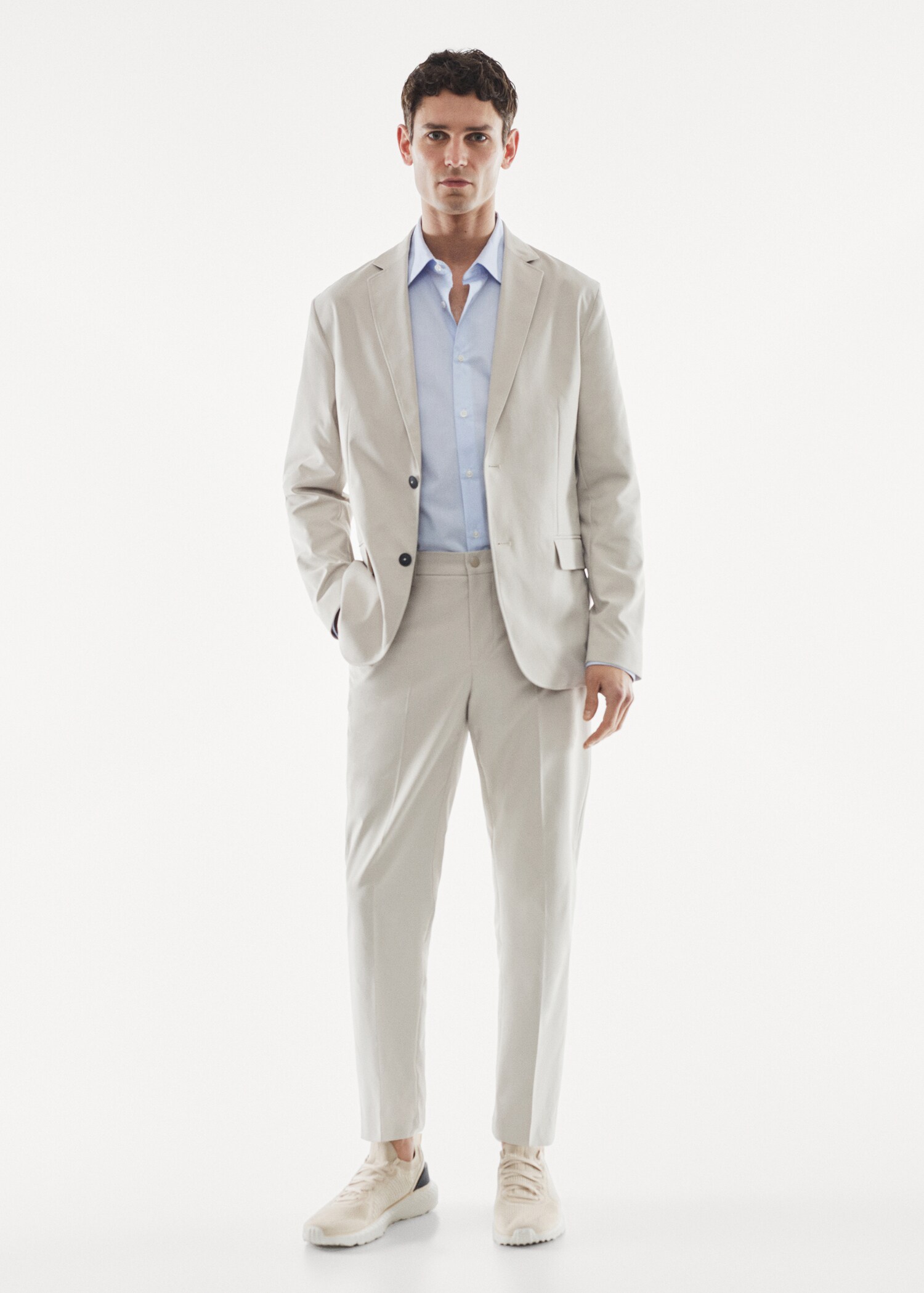 Slim Fit-Anzughose aus technischem Gewebe - Allgemeine Ansicht