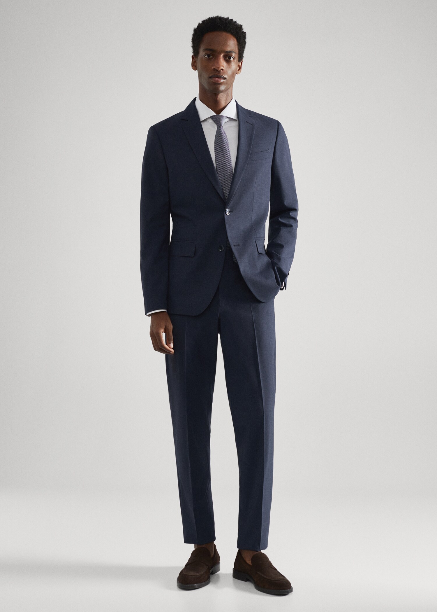 Slim fit wool suit trousers - General plane