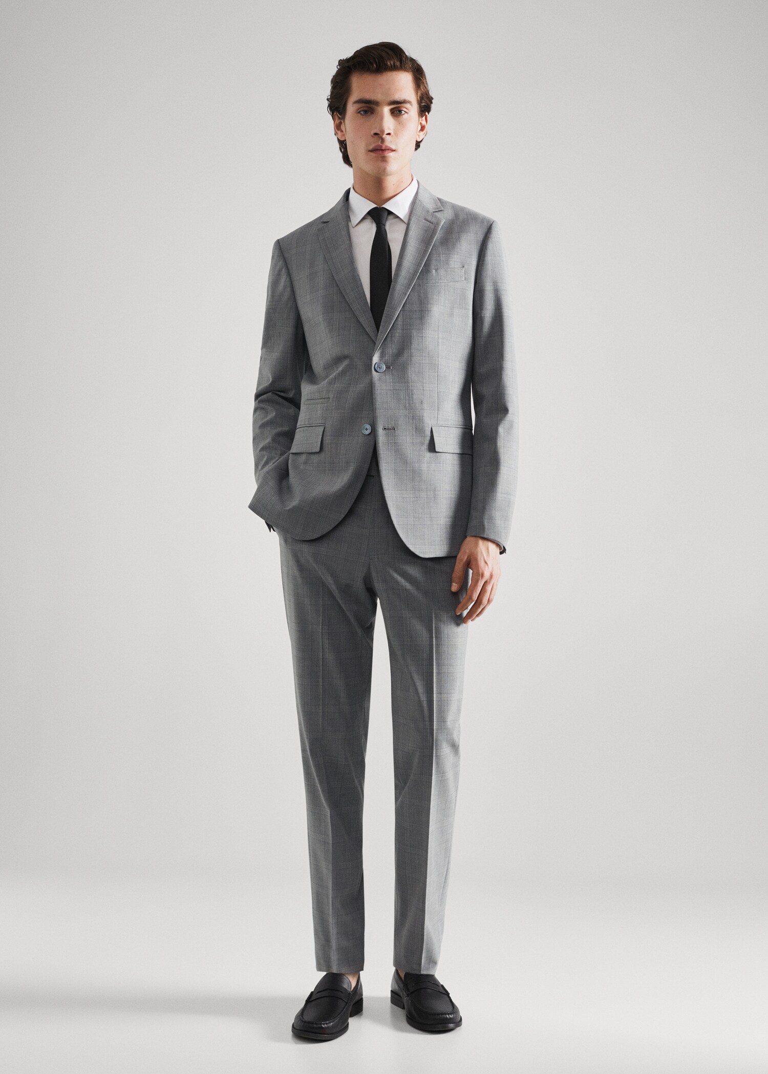 Slim fit wool suit trousers - General plane