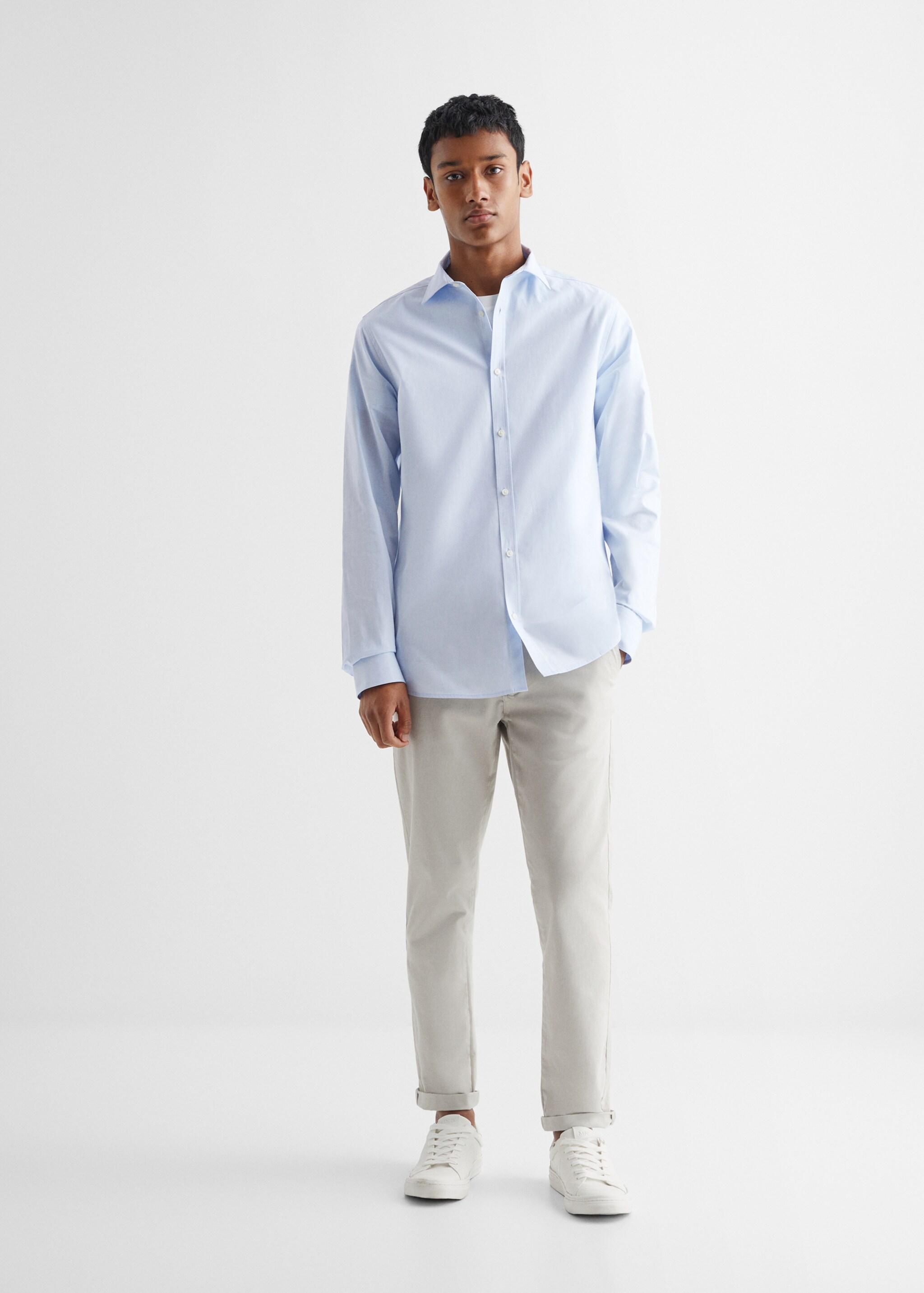 Basic katoenen slim-fit overhemd - Overzichtstekening