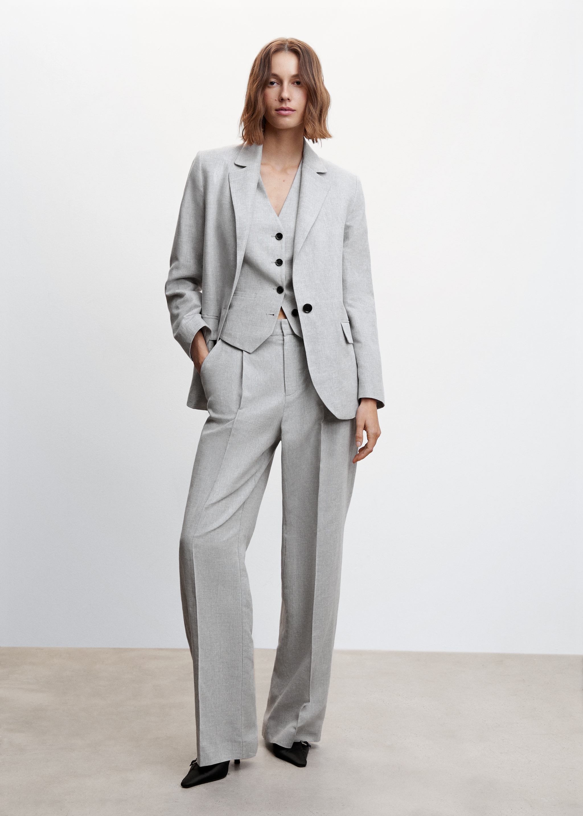 Herringbone linen suit waistcoat - General plane
