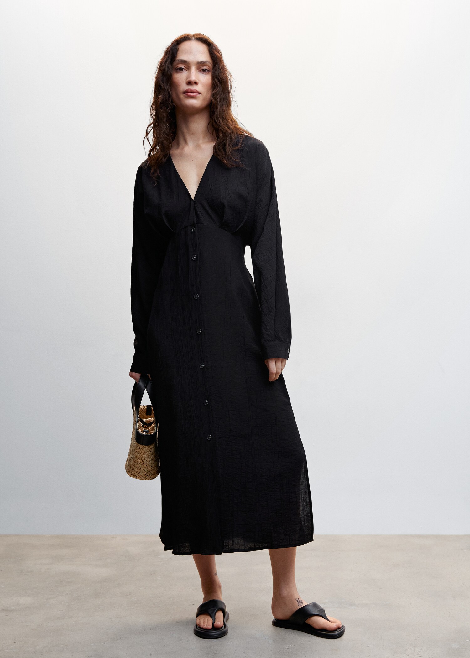 Vestido camisero lazo - Plano general