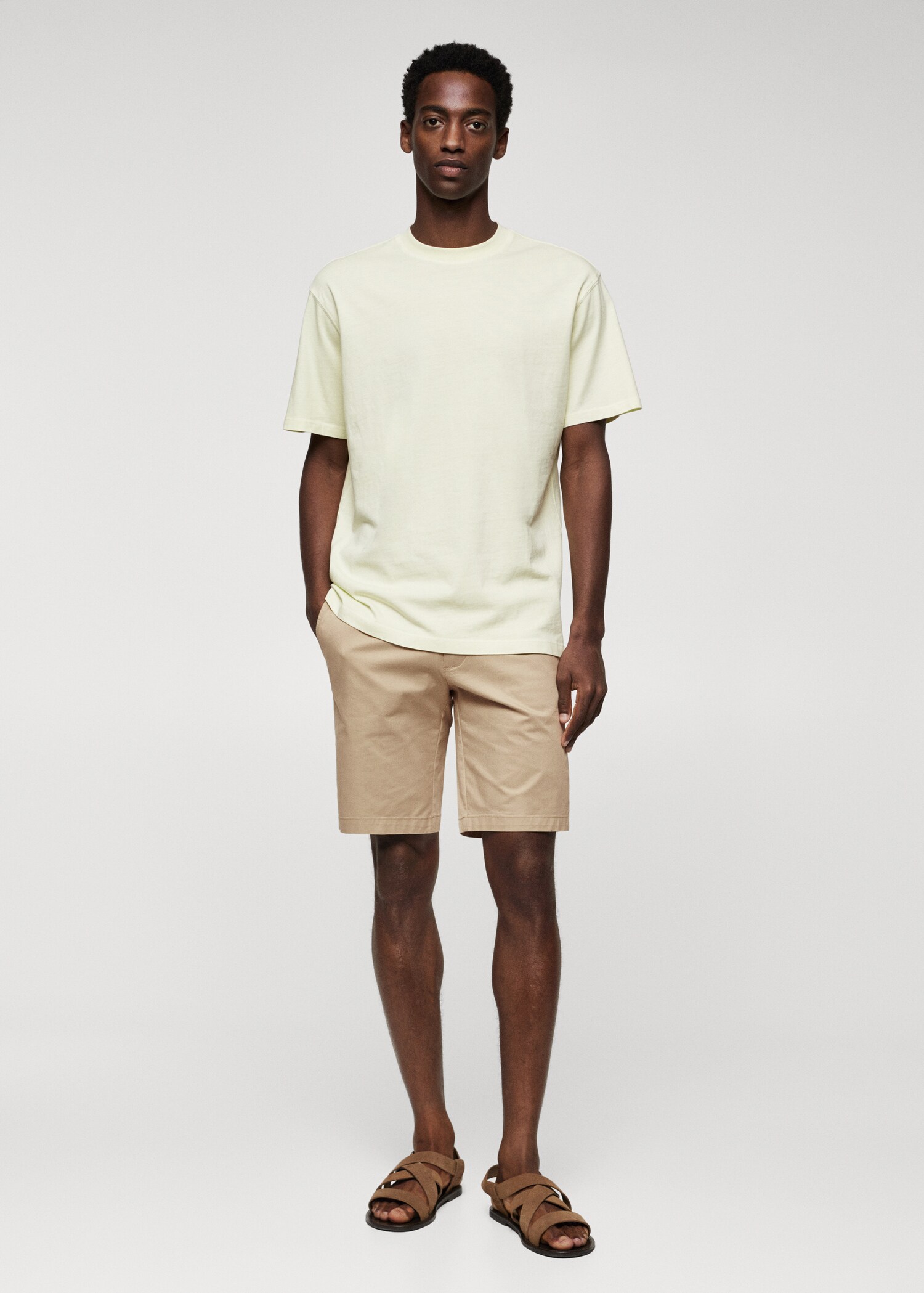 Slim-fit chino cotton bermuda shorts - General plane