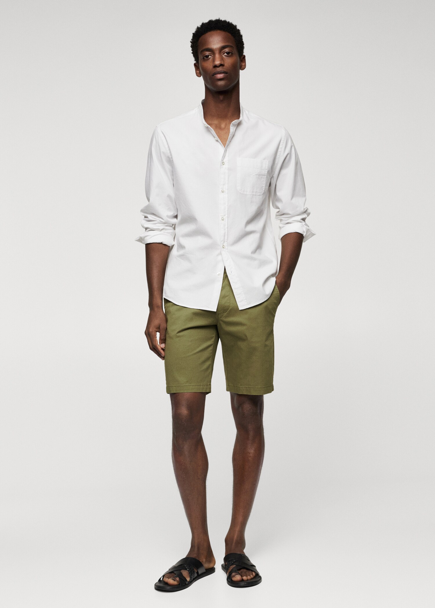 Slim-fit chino cotton bermuda shorts - General plane