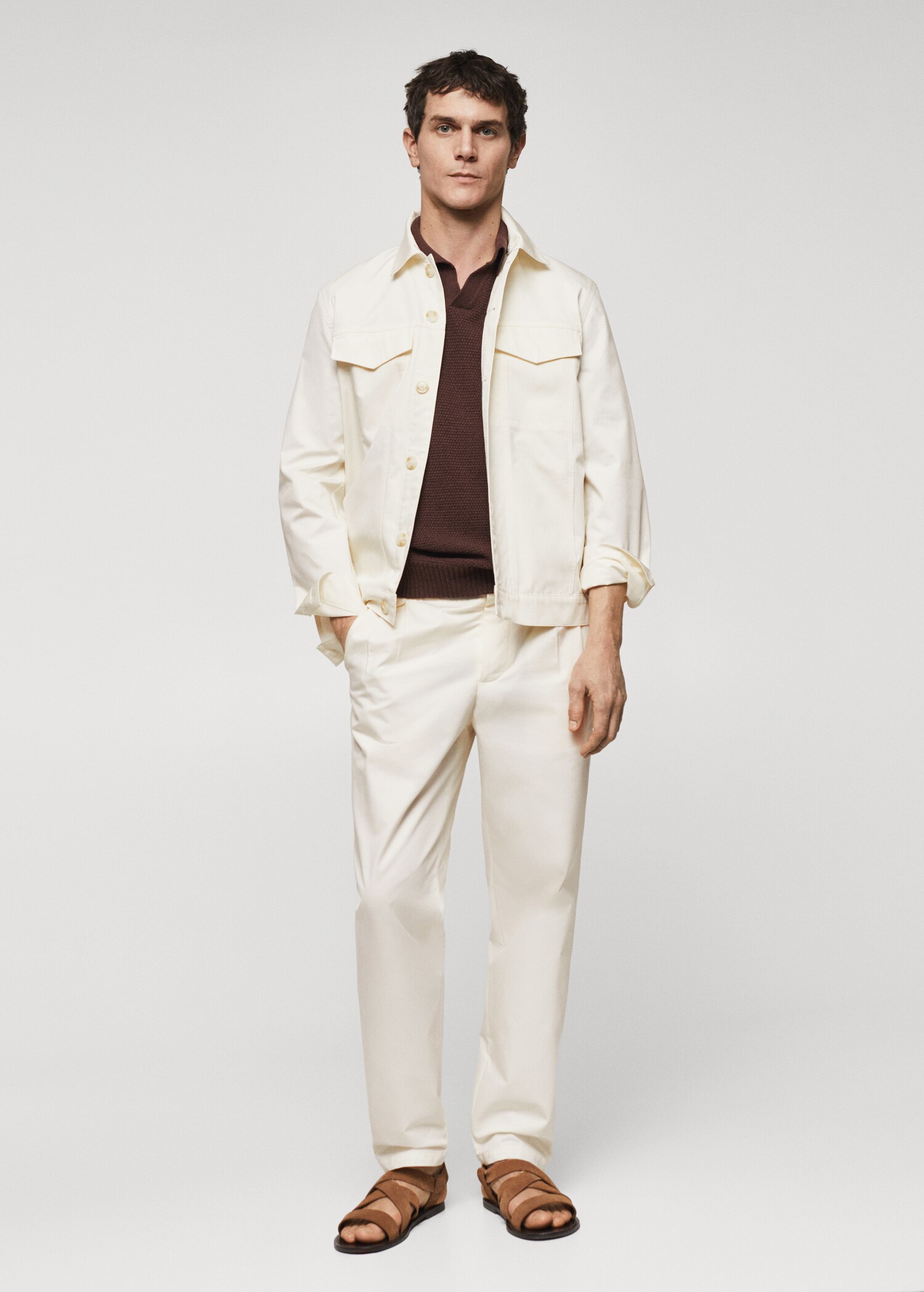 Cotton pleated trousers - General plane