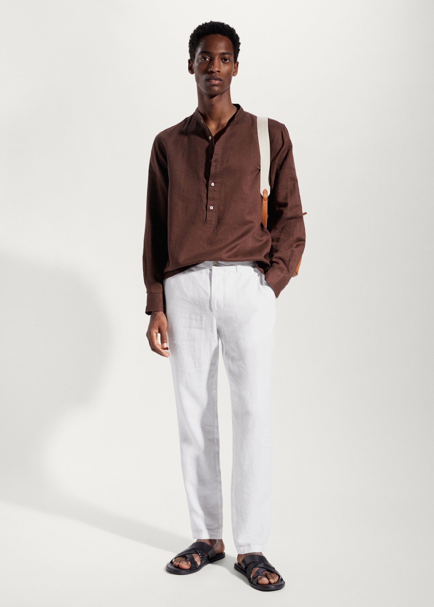 Slim-fit 100% linen trousers - General plane