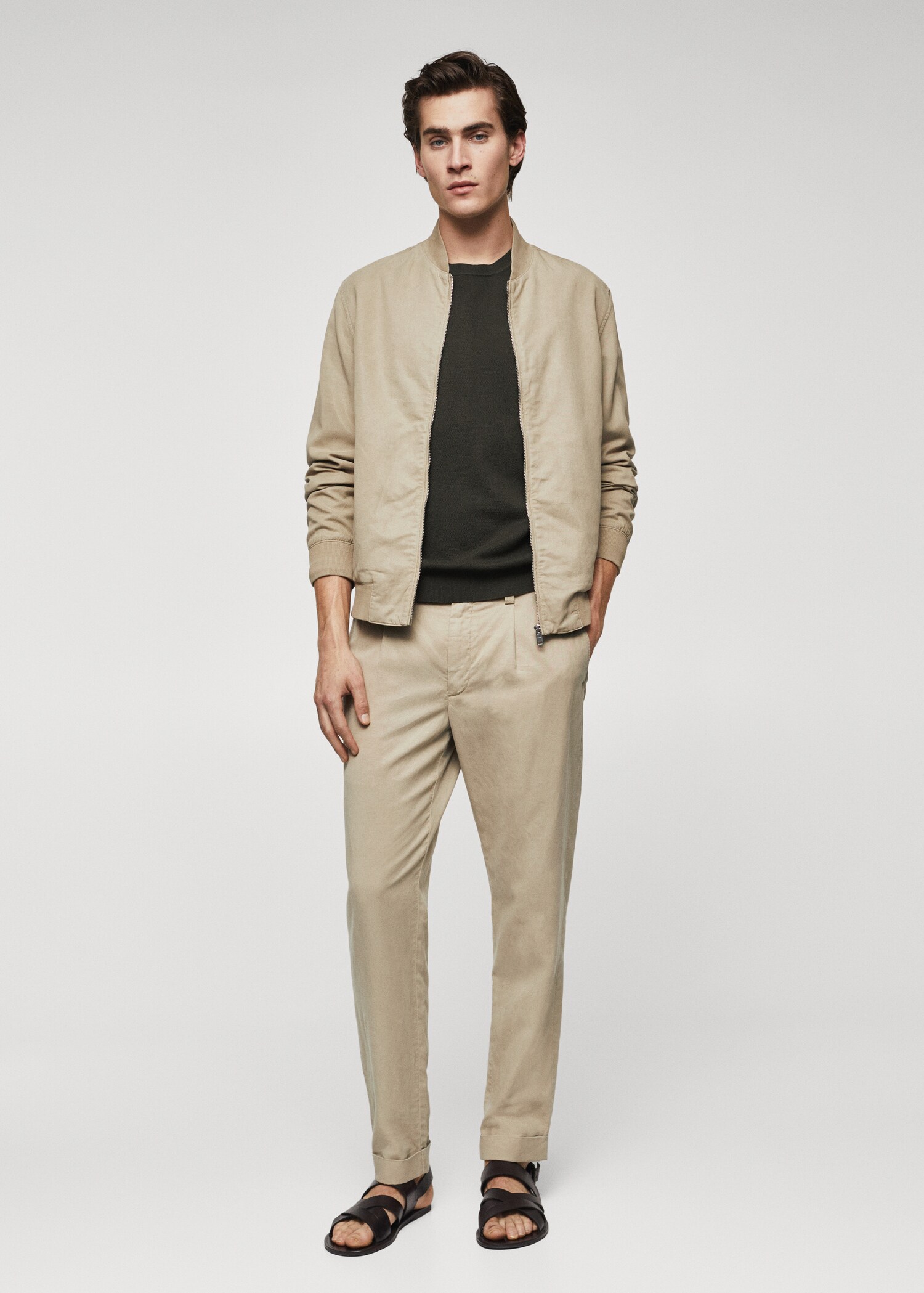 Lightweight linen cotton bomber jacket - General plane