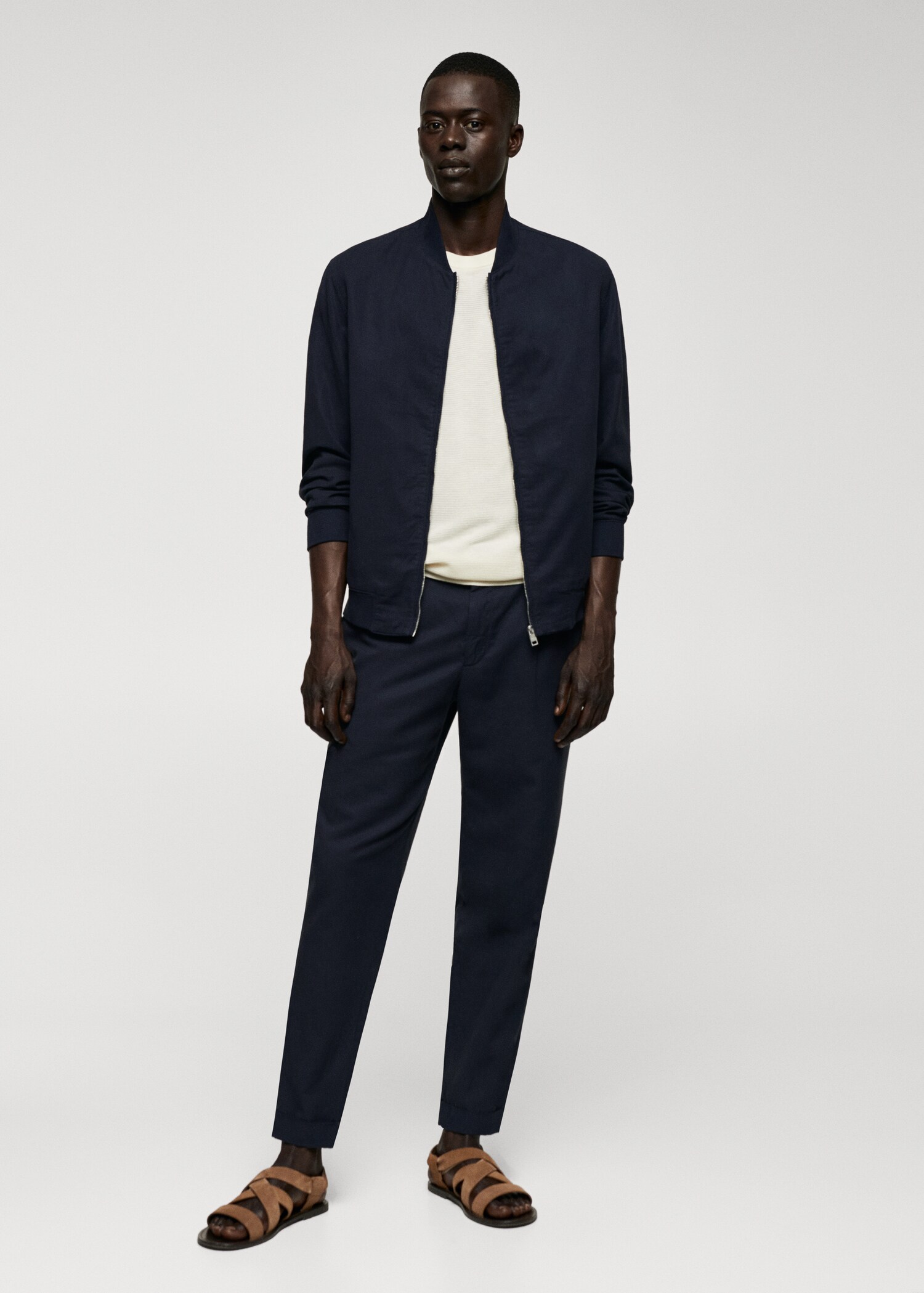 Lightweight linen cotton bomber jacket - General plane