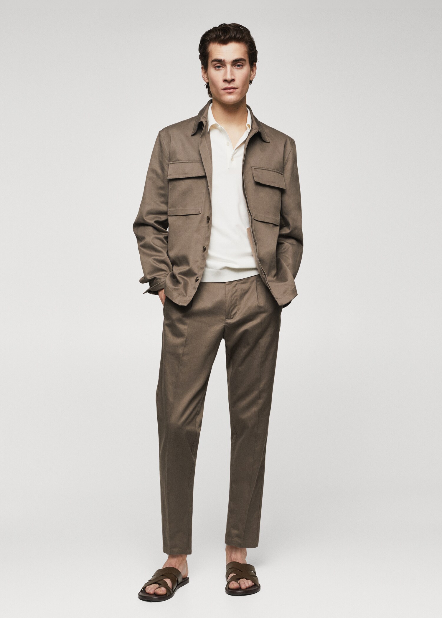 Linen cotton overshirt with pockets - General plane