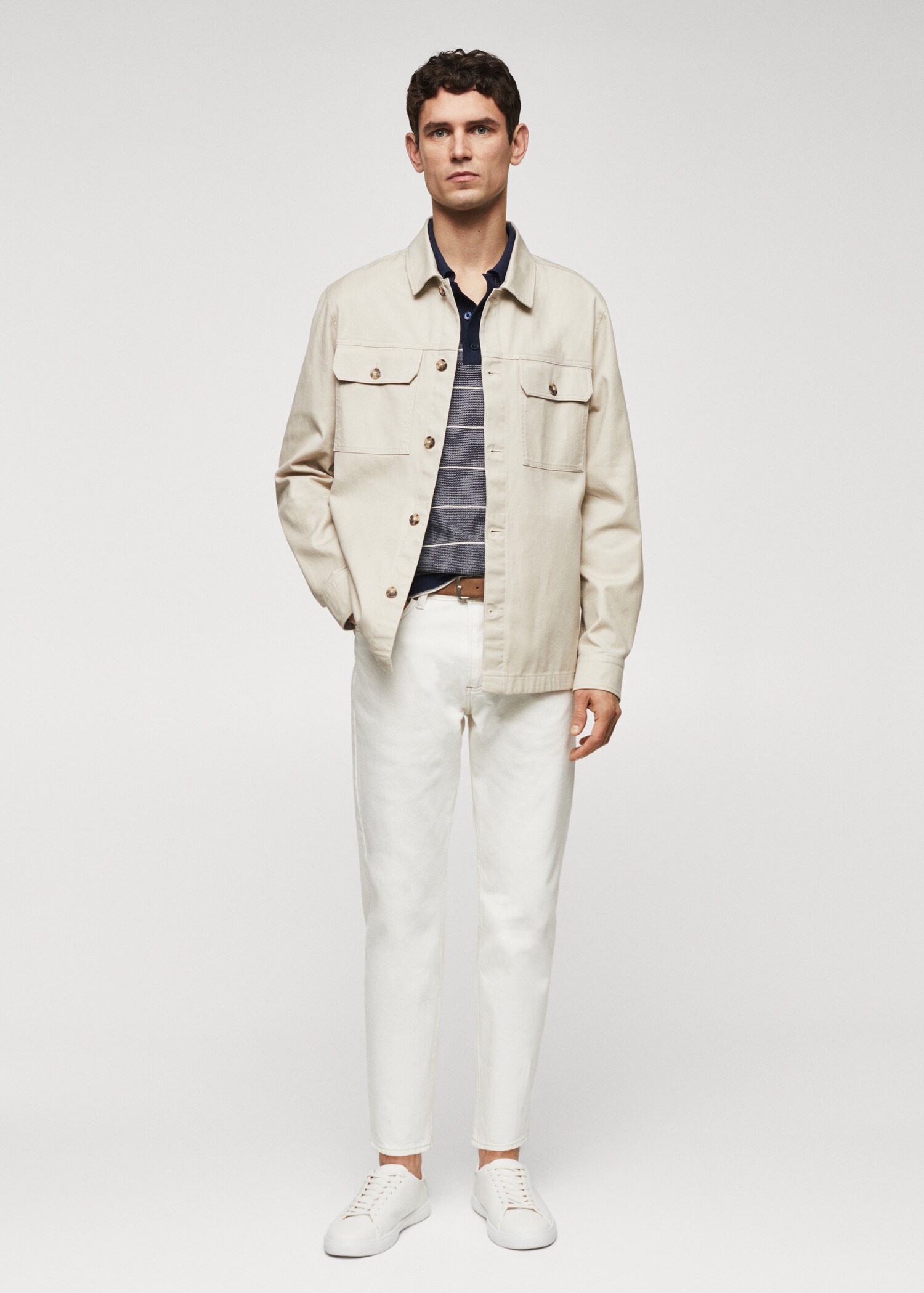 Chest-pocket cotton overshirt - General plane