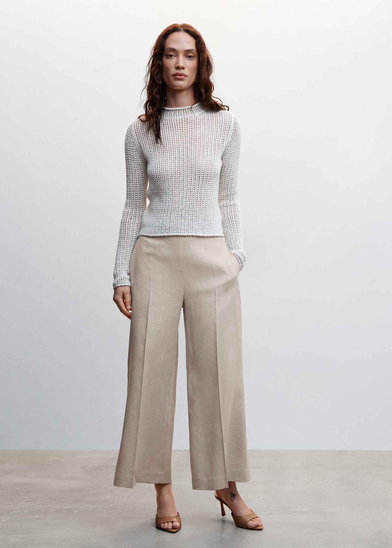 100% linen culotte pants - General plane