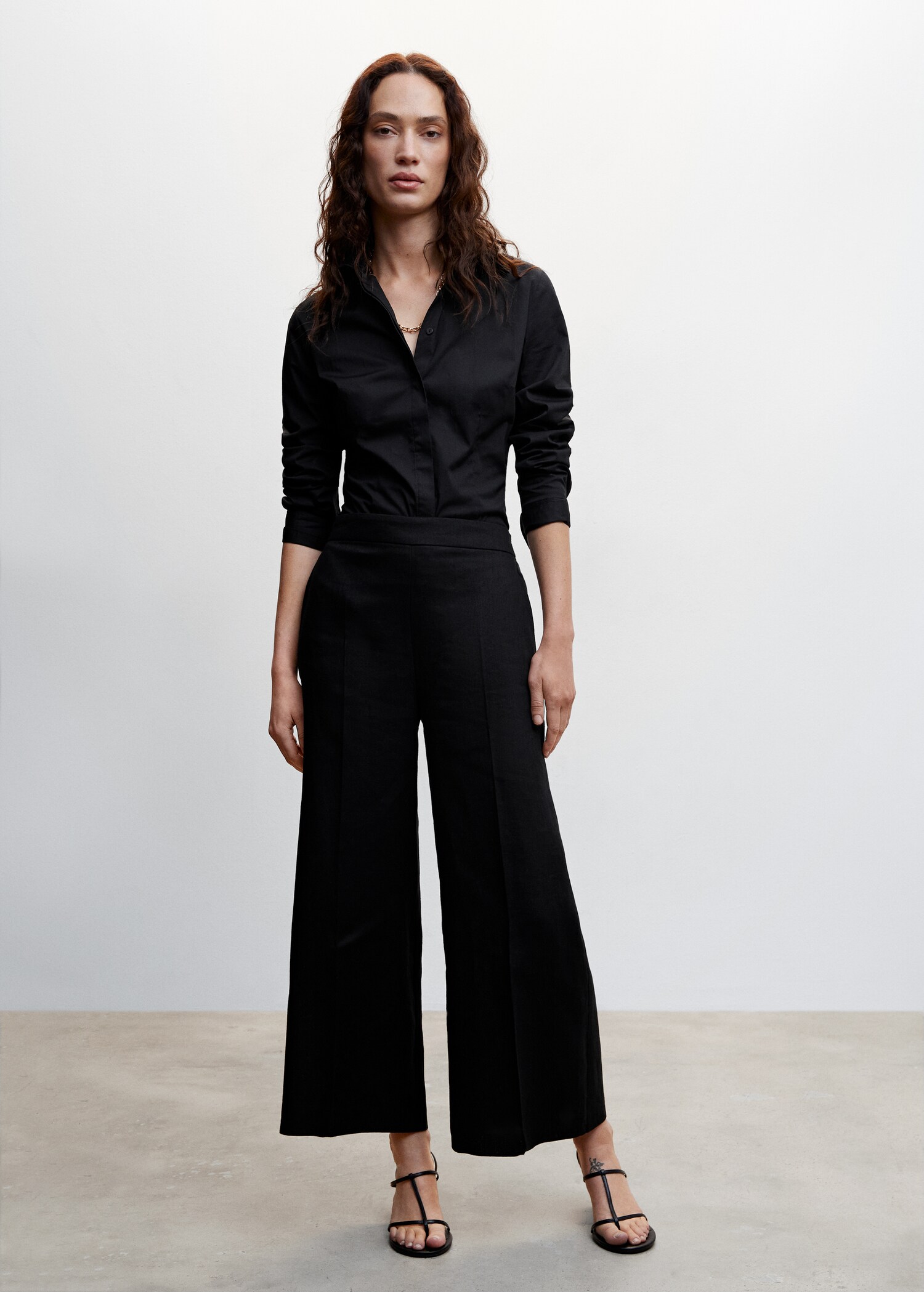 100% linen culotte pants - General plane