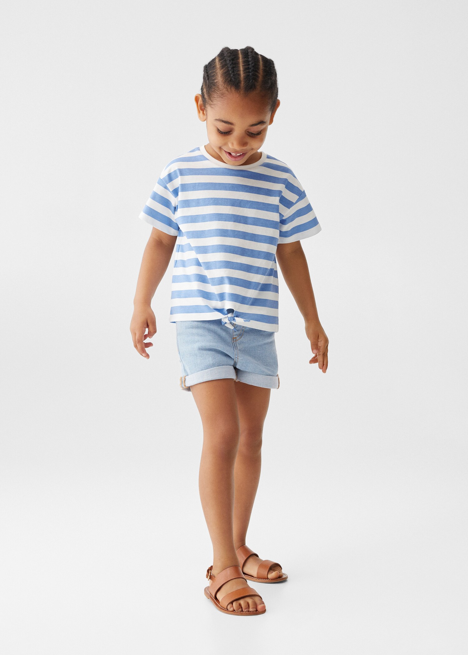 Gestreiftes T-Shirt mit Knotendetail - Allgemeine Ansicht