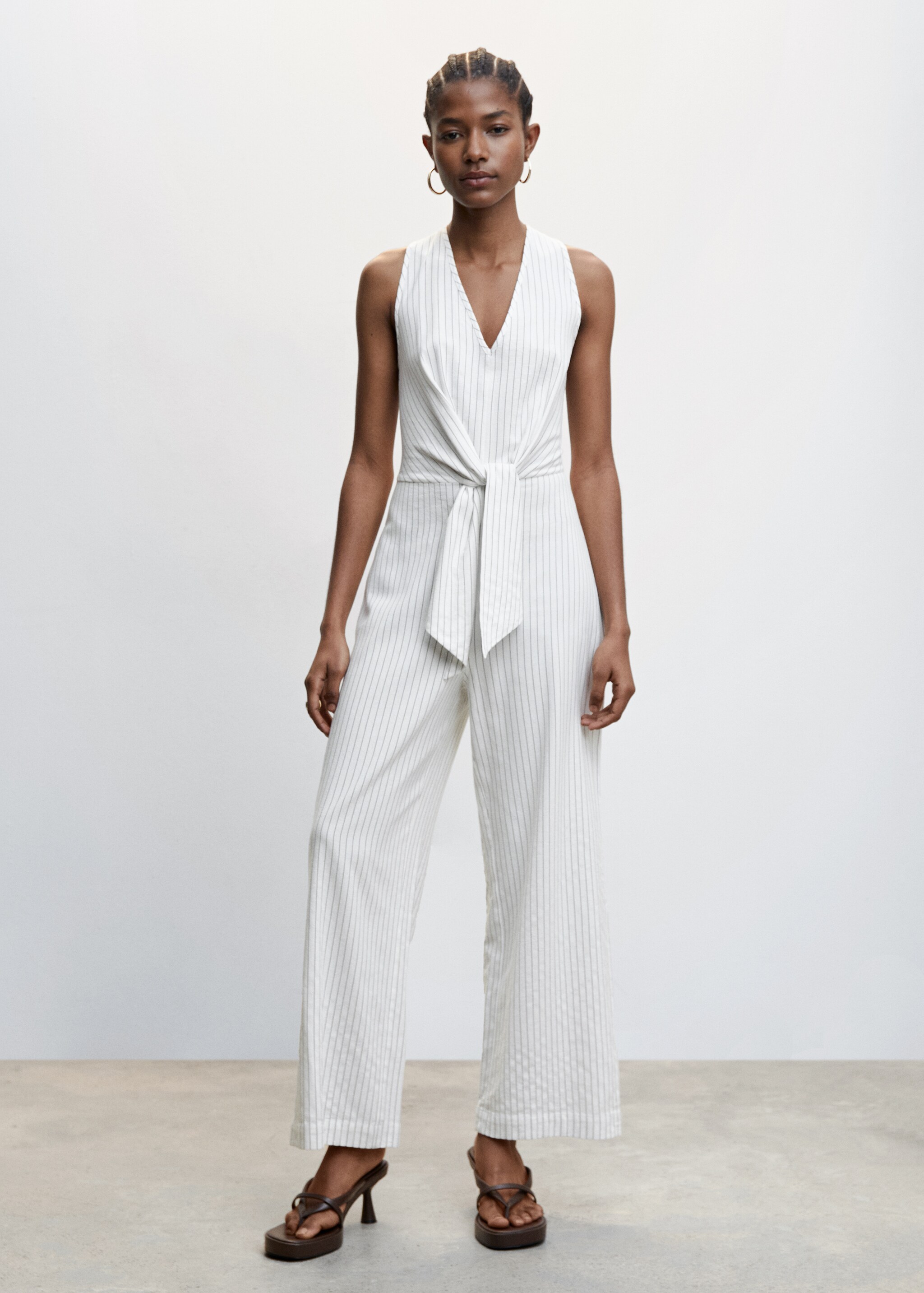Striped jumpsuit with knot detail - General plane