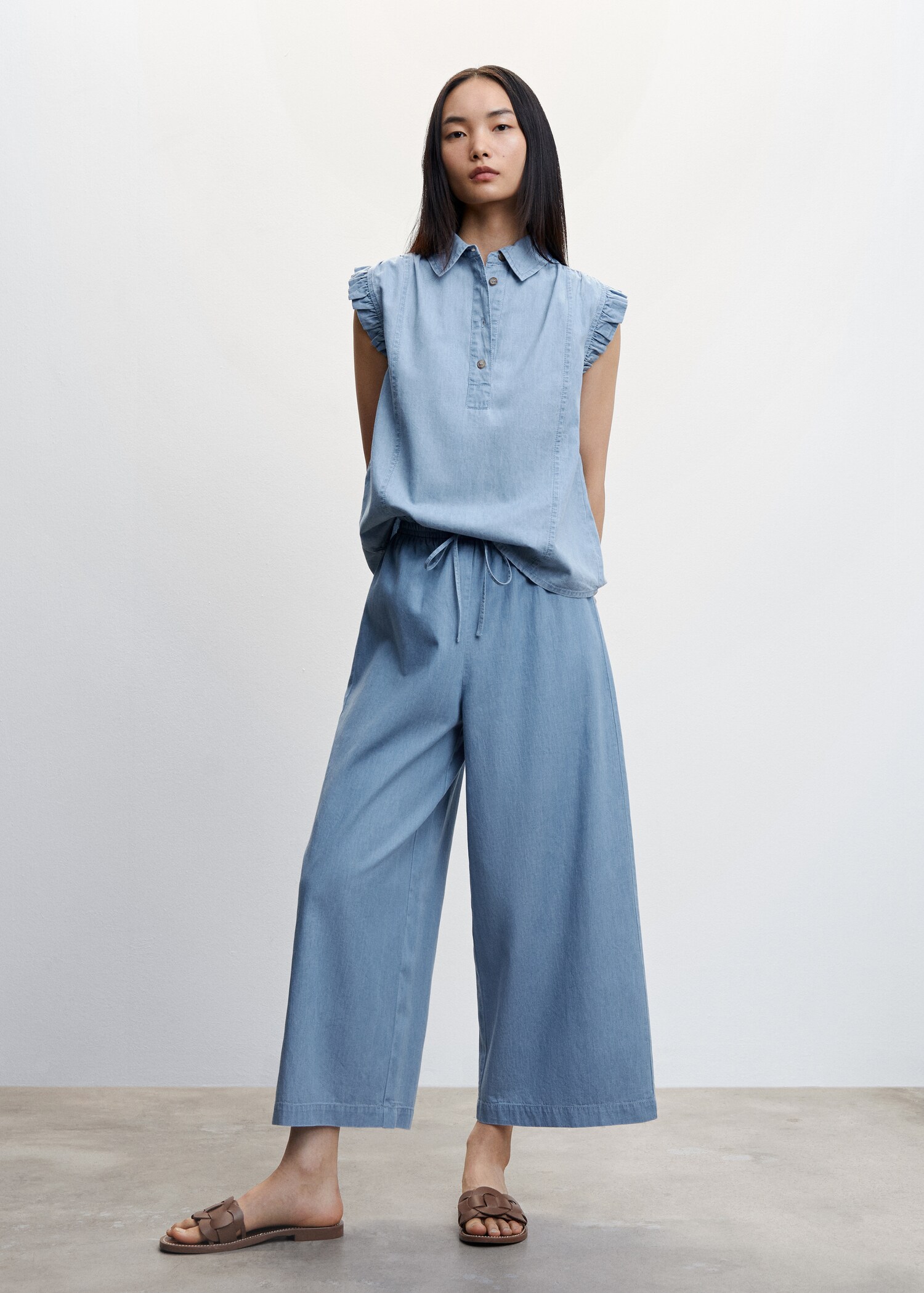 Culotte-Hose aus Baumwolle mit Tencel - Allgemeine Ansicht