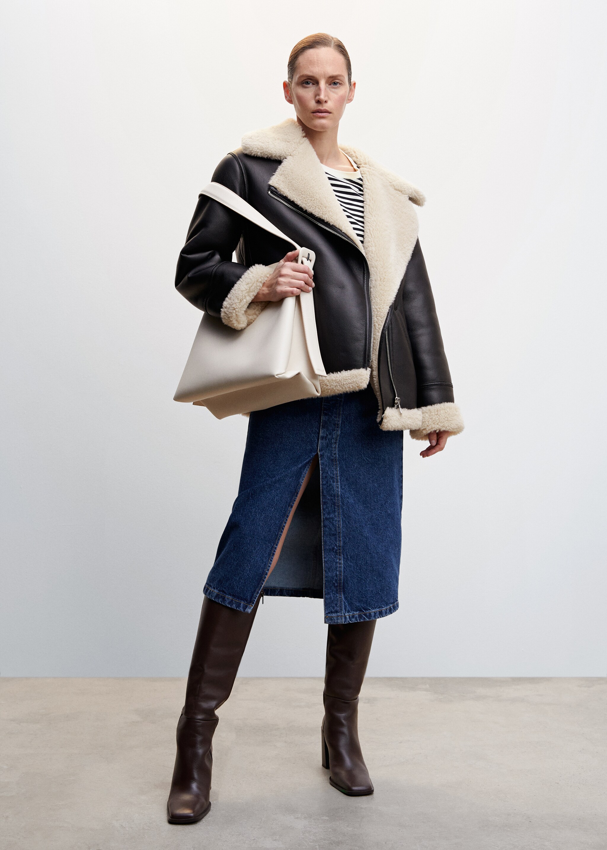 Faux shearling-lined jacket - General plane