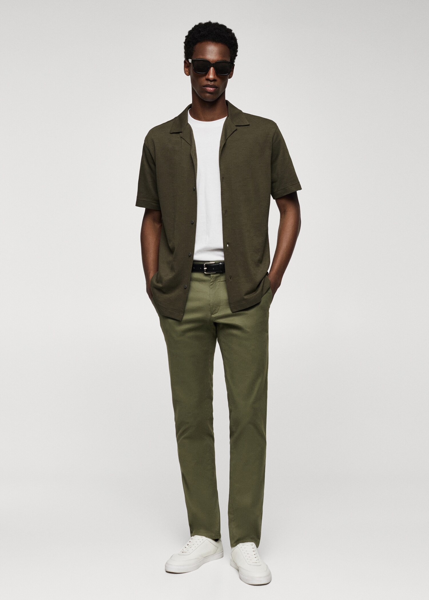 Slim fit serge chino trousers - General plane