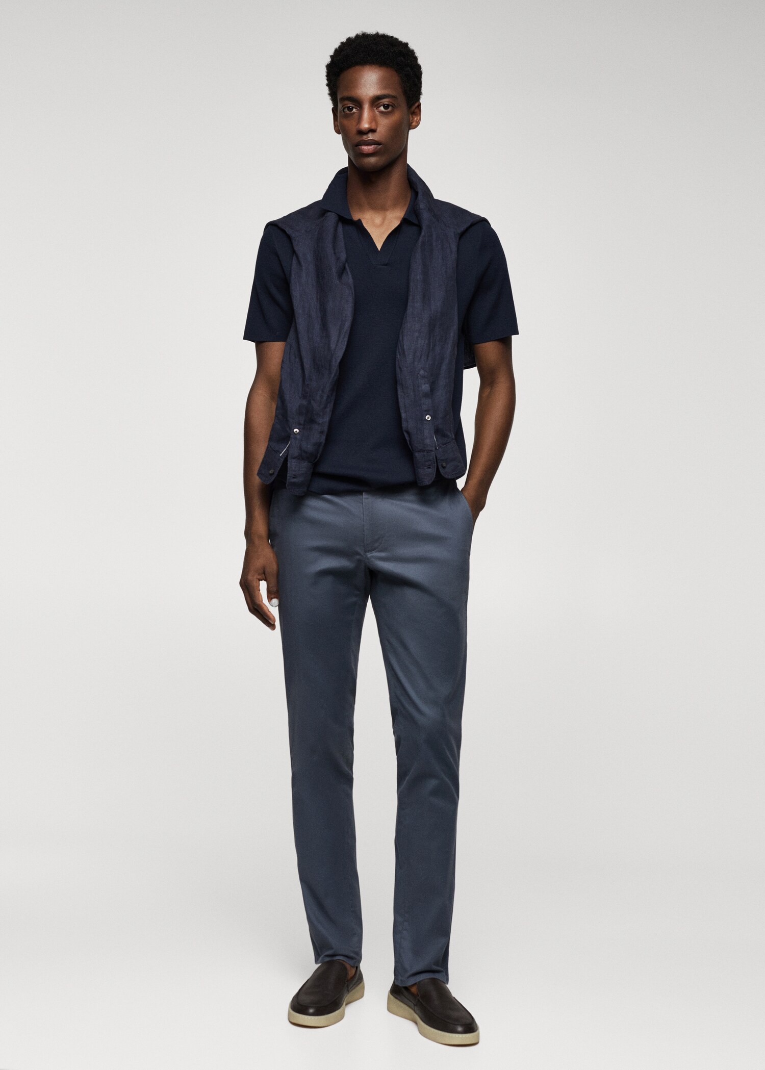 Slim fit serge chino trousers - General plane