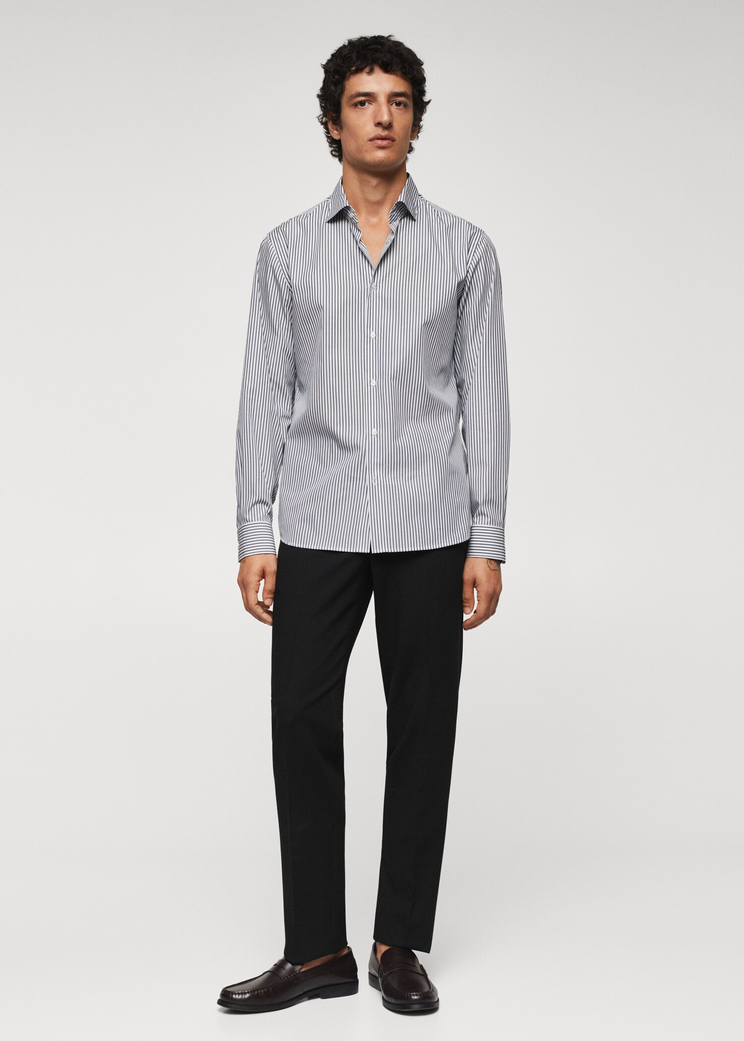 Camisa slim fit algodón rayas - Plano general