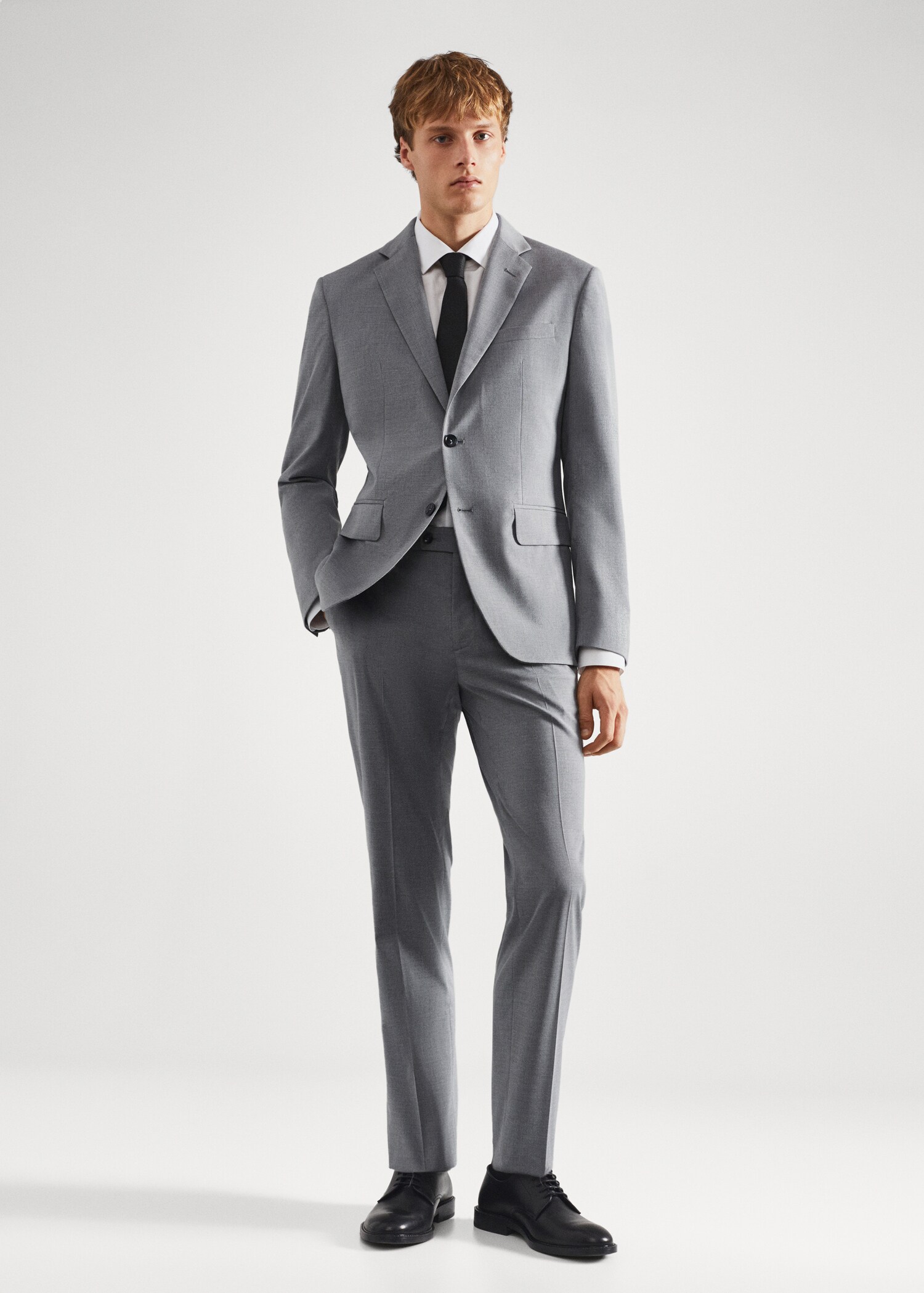 Slim fit check suit trousers - General plane