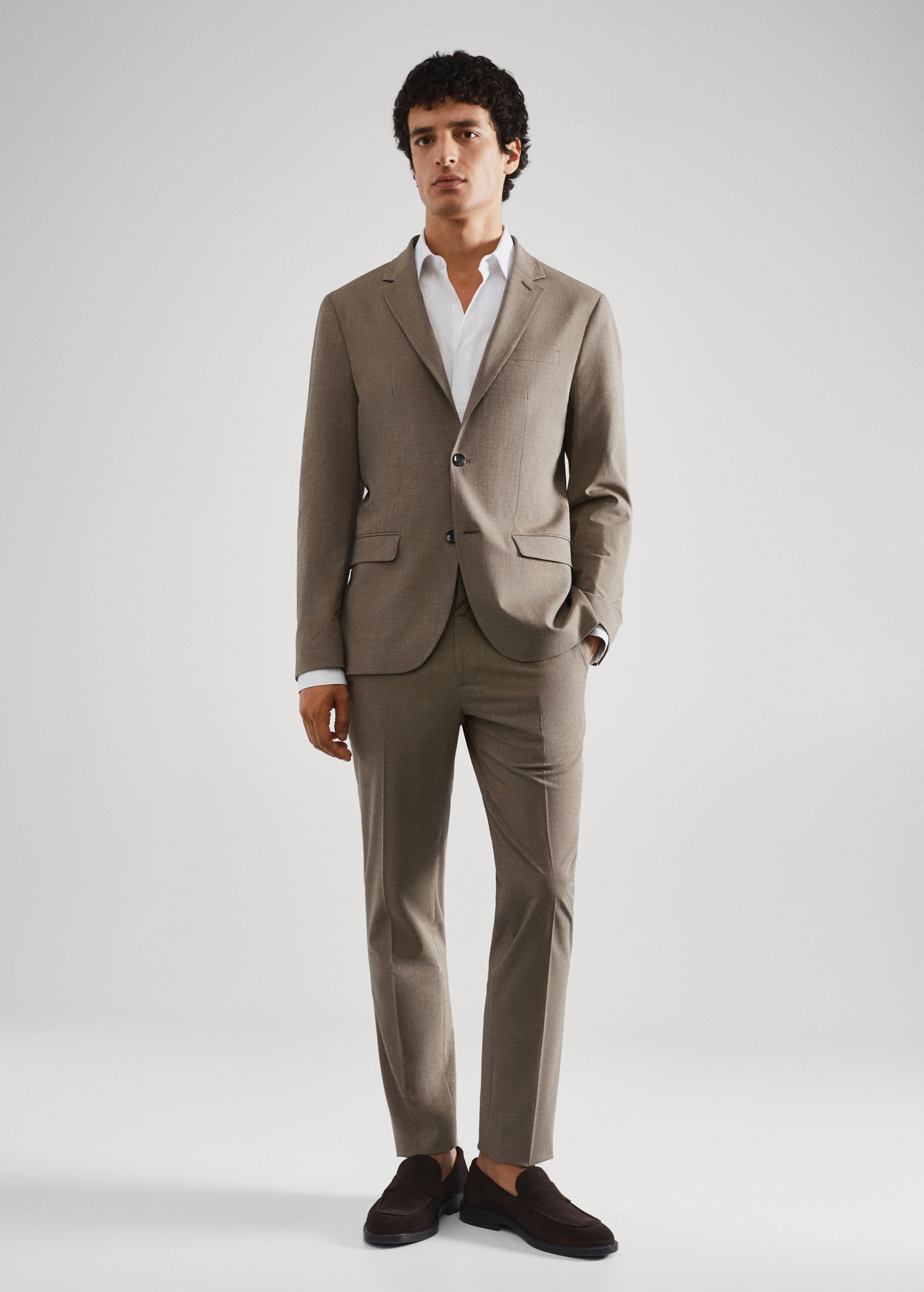 Slim fit stretch cotton suit shirt - General plane