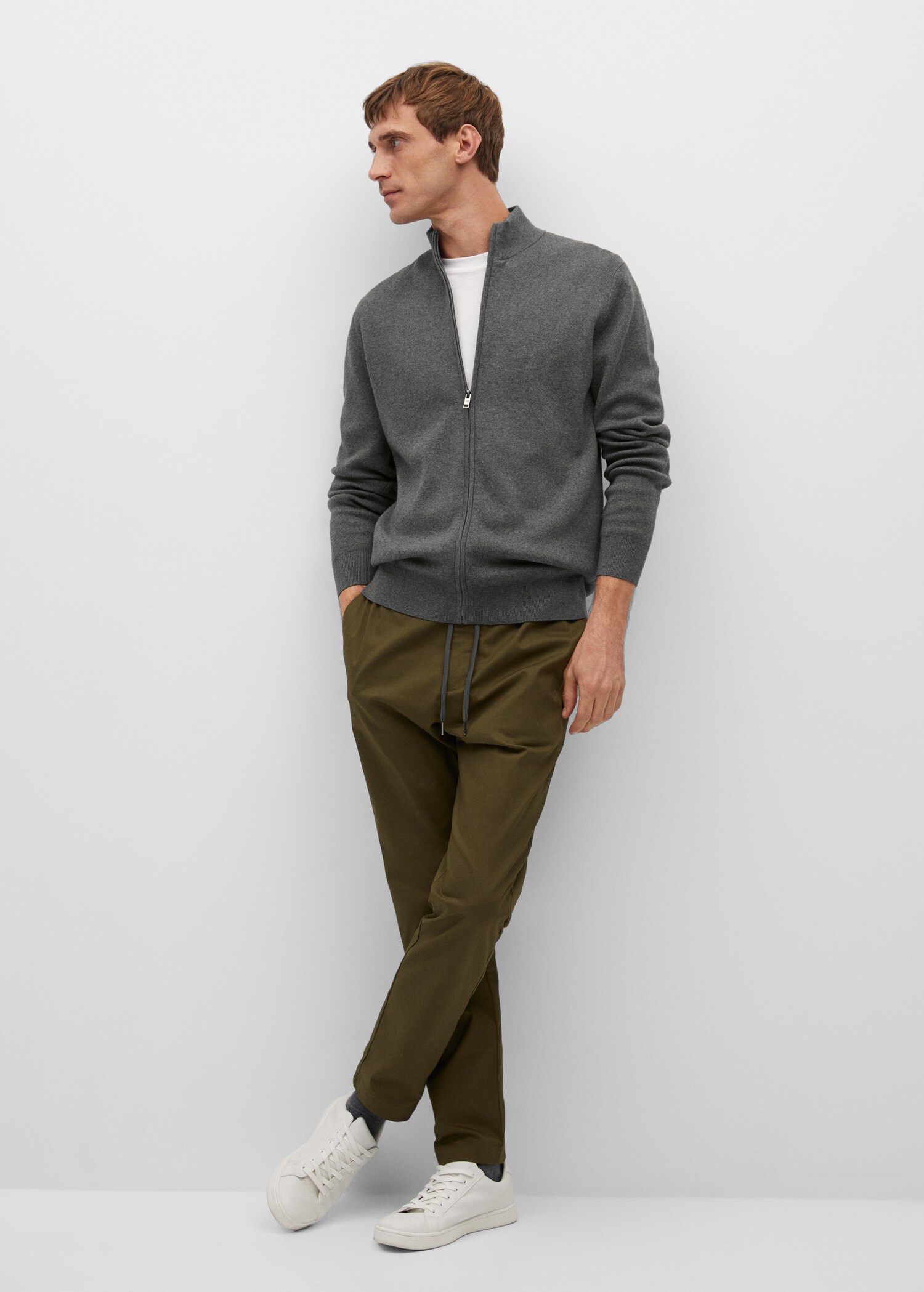 Zipped cotton cardigan - General plane